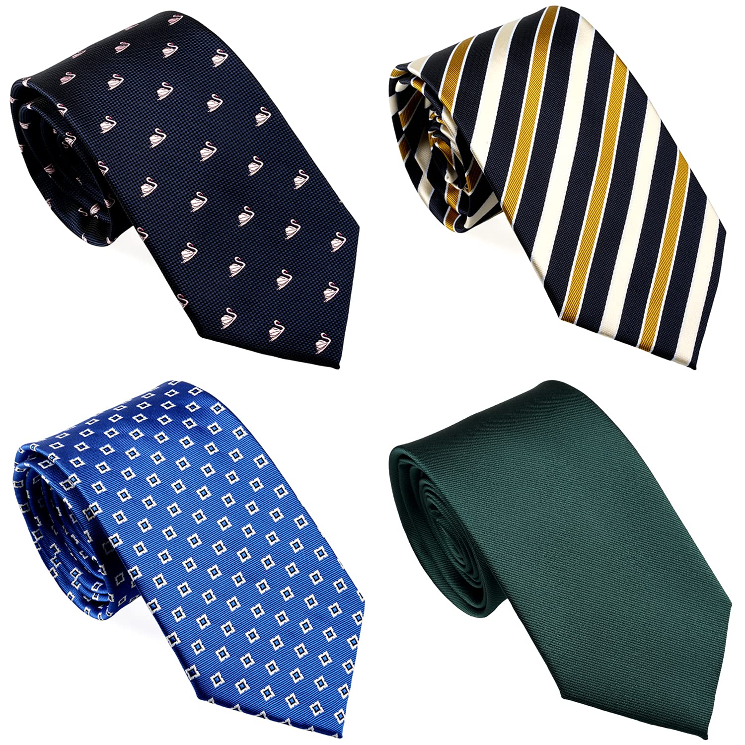 ZENXUSExtra Long Ties for Men Big & Tall, 63 or 70 inch Length Neckties 4-Pack