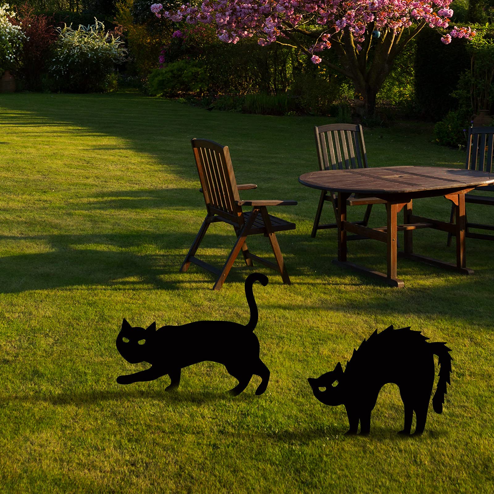 Decorazione Giardino Gatto Nero | Sagoma Acrilico | Palo Per Prato | Anti-Animali | Regalo Originale