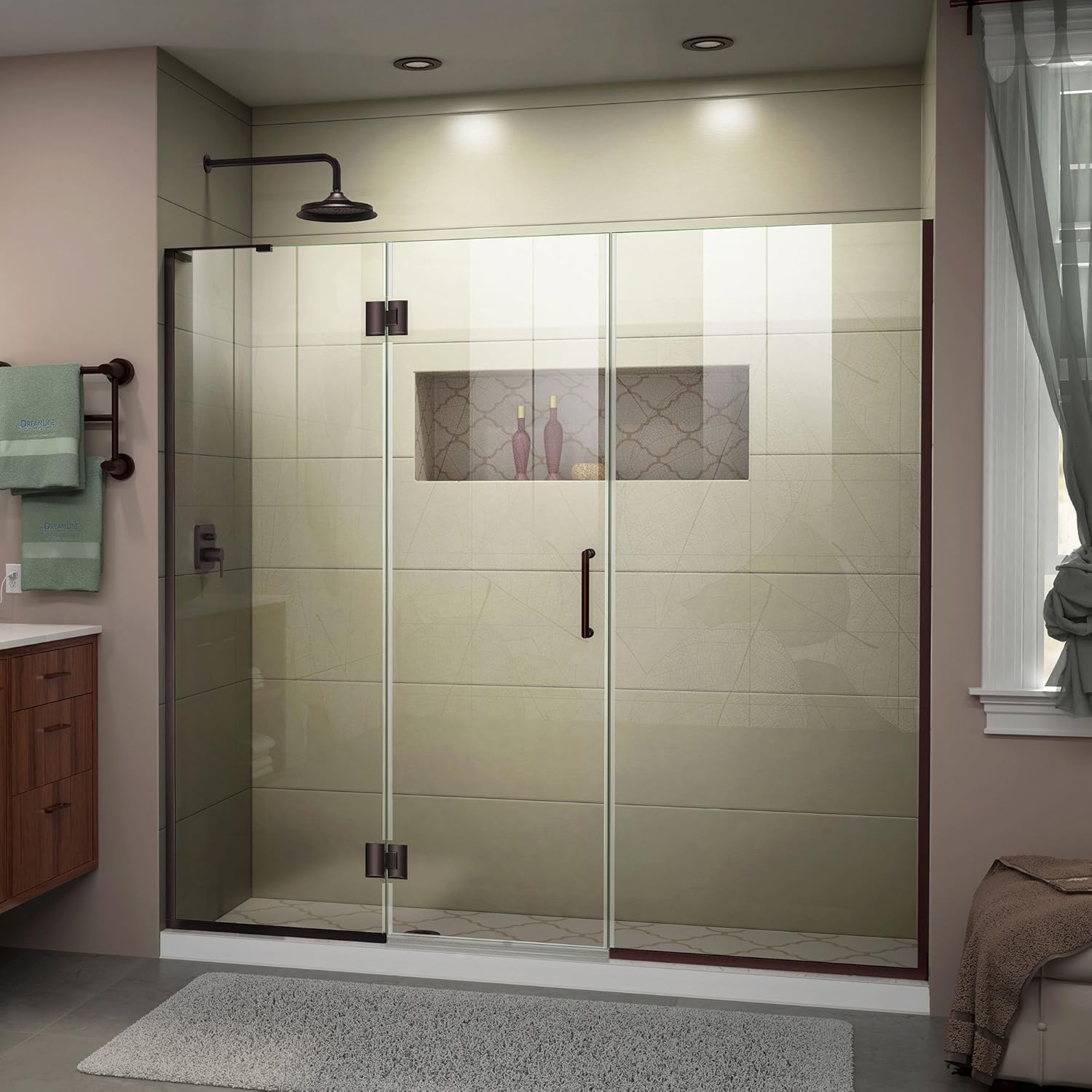 DreamLine Unidoor-X 65-65 1/2 in. W x 72 in. H Frameless Hinged Shower Door in Oil Rubbed Bronze, D3271472L-06