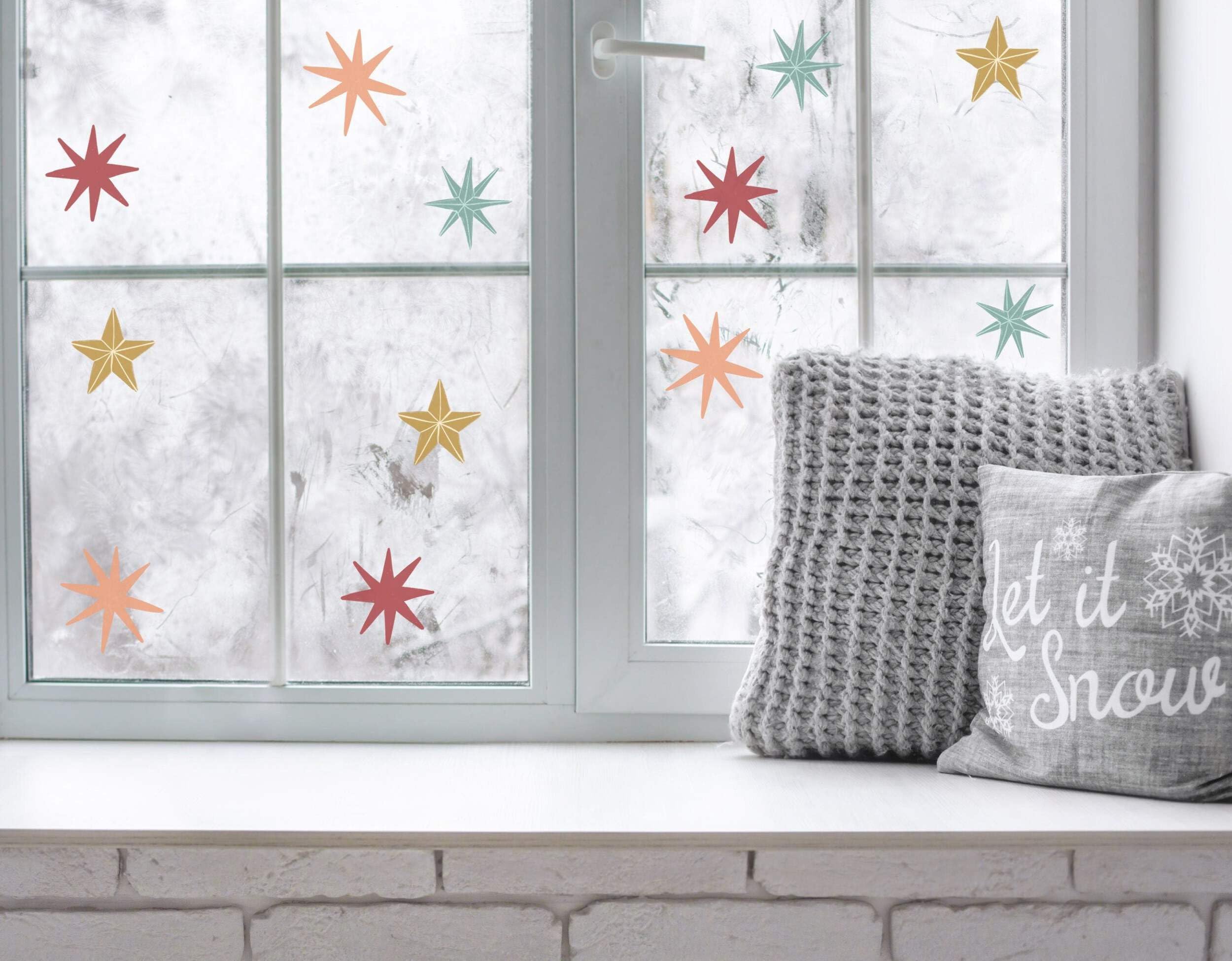 Quotemywall White Christmas Window Decorations Stars Decorative Window Stickers Decals