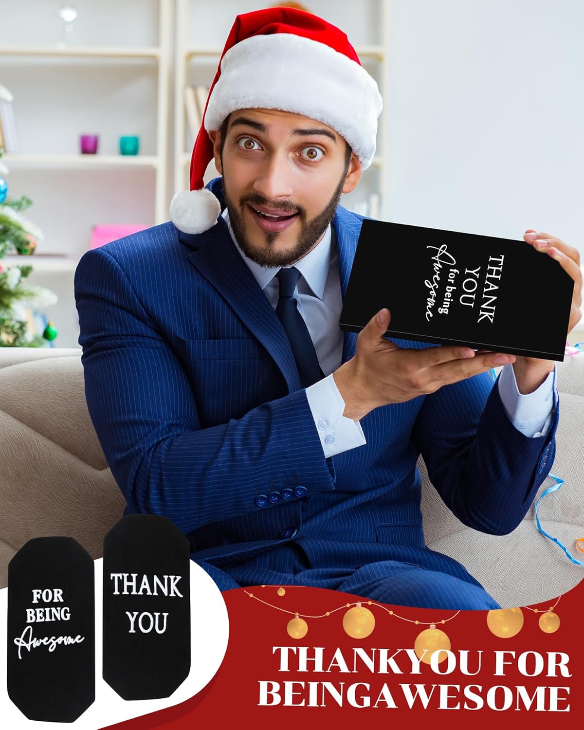 Ramede 12 Pairs Thank You for Being Awesome Appreciation Socks Novelty Socks Presents Graduation Birthday Gifts Thank You Gifts for Teacher Friends Coworkers Volunteer Employee Men Women - Image 7