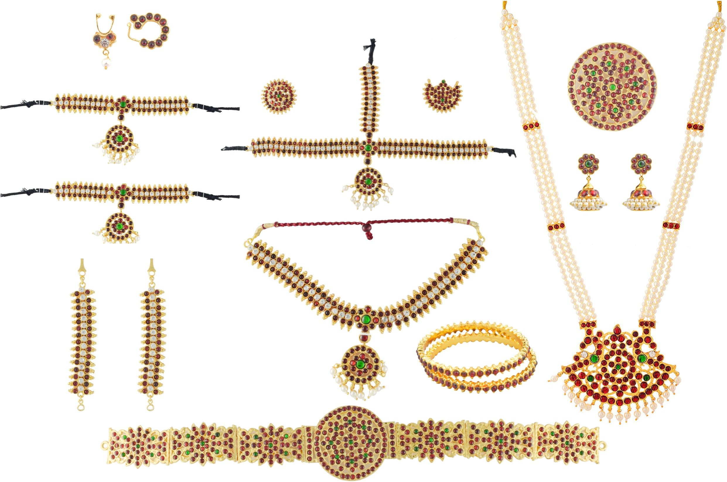 Golden Copper Bharatanatyam Dance Complete Jewellery Set for Women