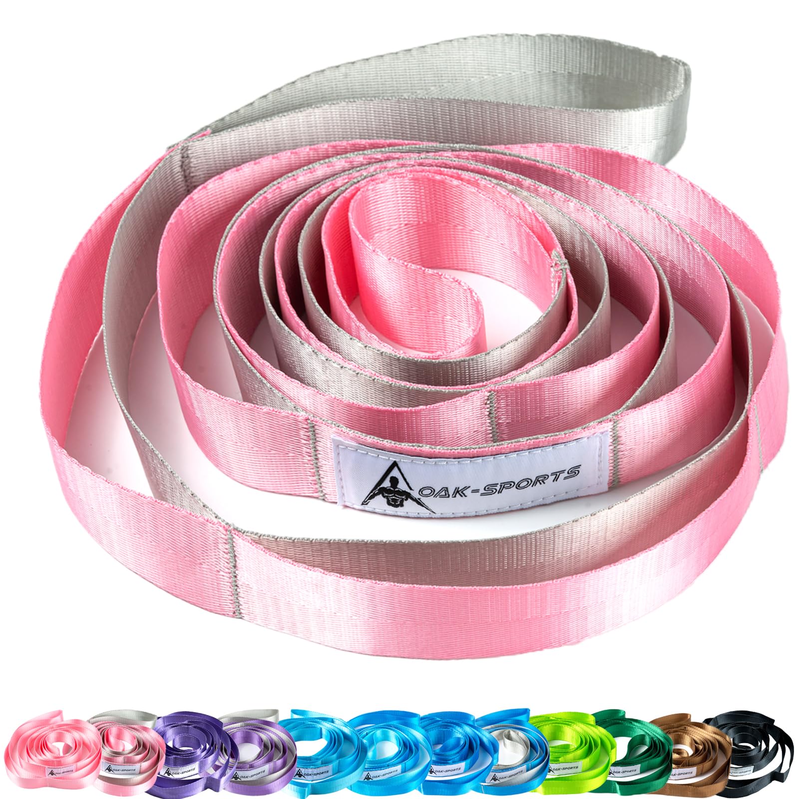 Stretch Out Straps with 10 Loops, Stretching Strap Yoga Strap for Physical Therapy, Non-Elastic Exercise Strap for Pilates, Dance and Gymnastics with Workout Guide (Pink/Silver)-image-5