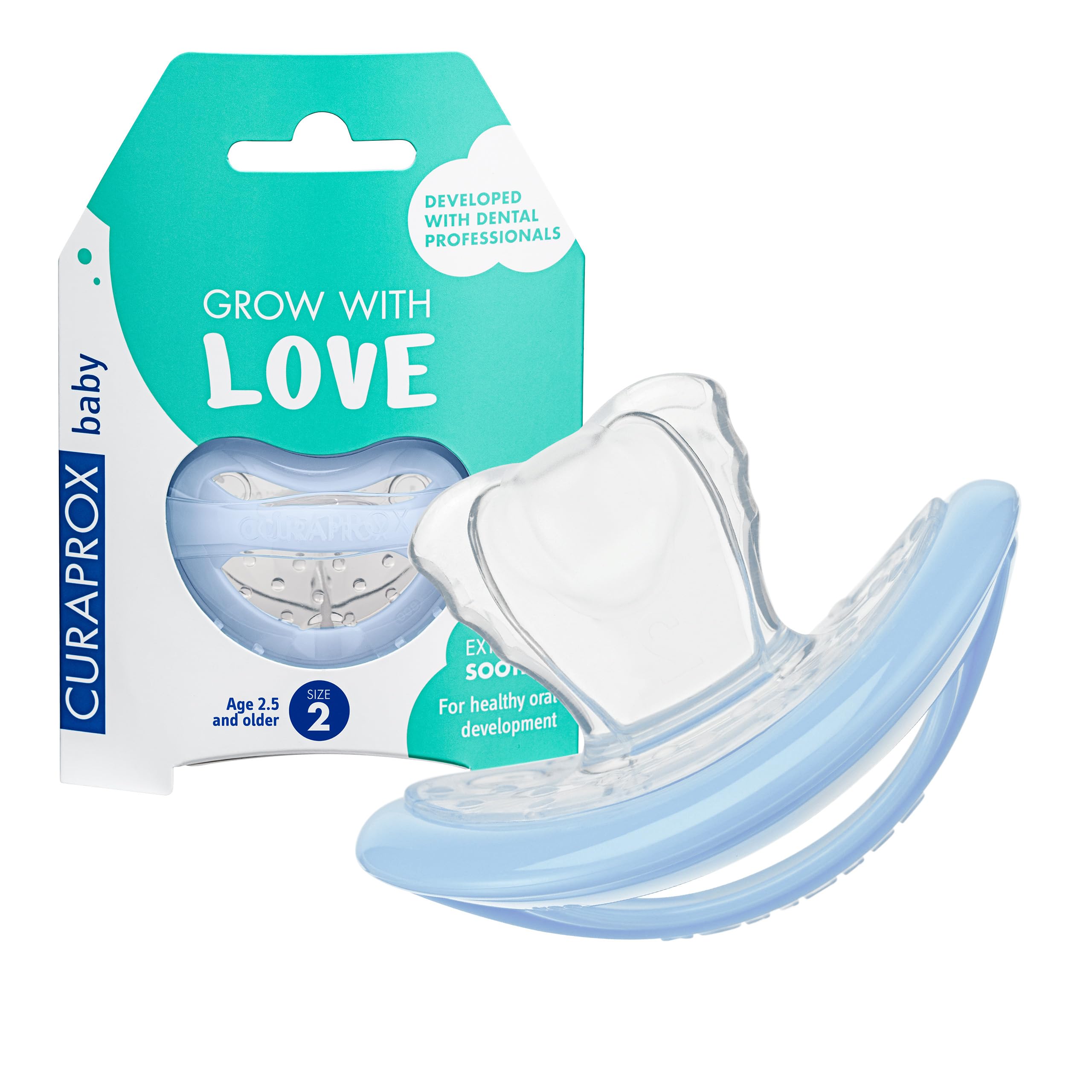 Curaprox Baby Soother, Size 2, Blue, Designed in Switzerland