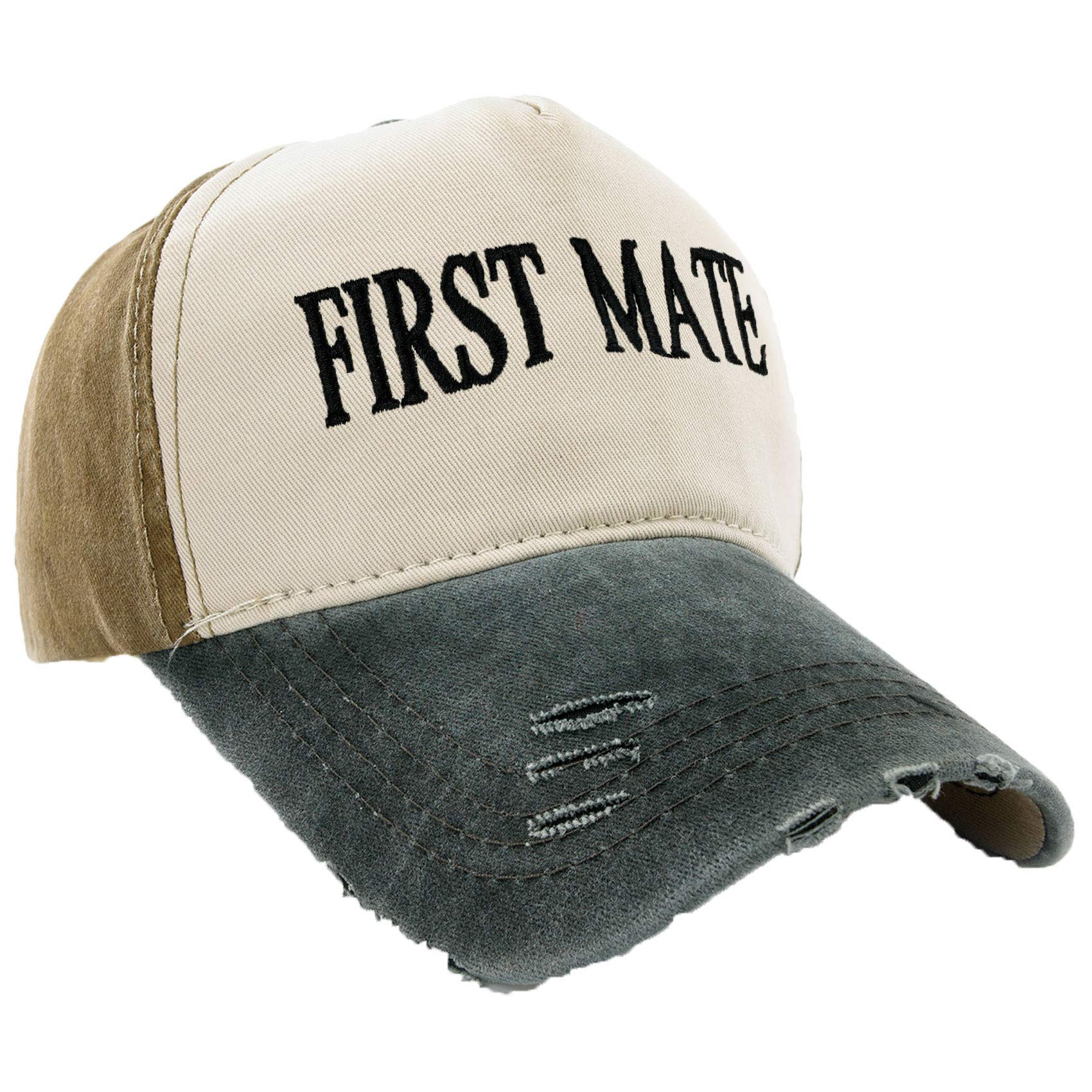 Mfaz Morefaz Ltd Unisex First Mate Graphite Peak Baseball Cap Boating Hat Captain Army Yacht Military Drunk Sailor,Mariner,Galley Slave,Old See Dog (First Mate Graphite Peak)