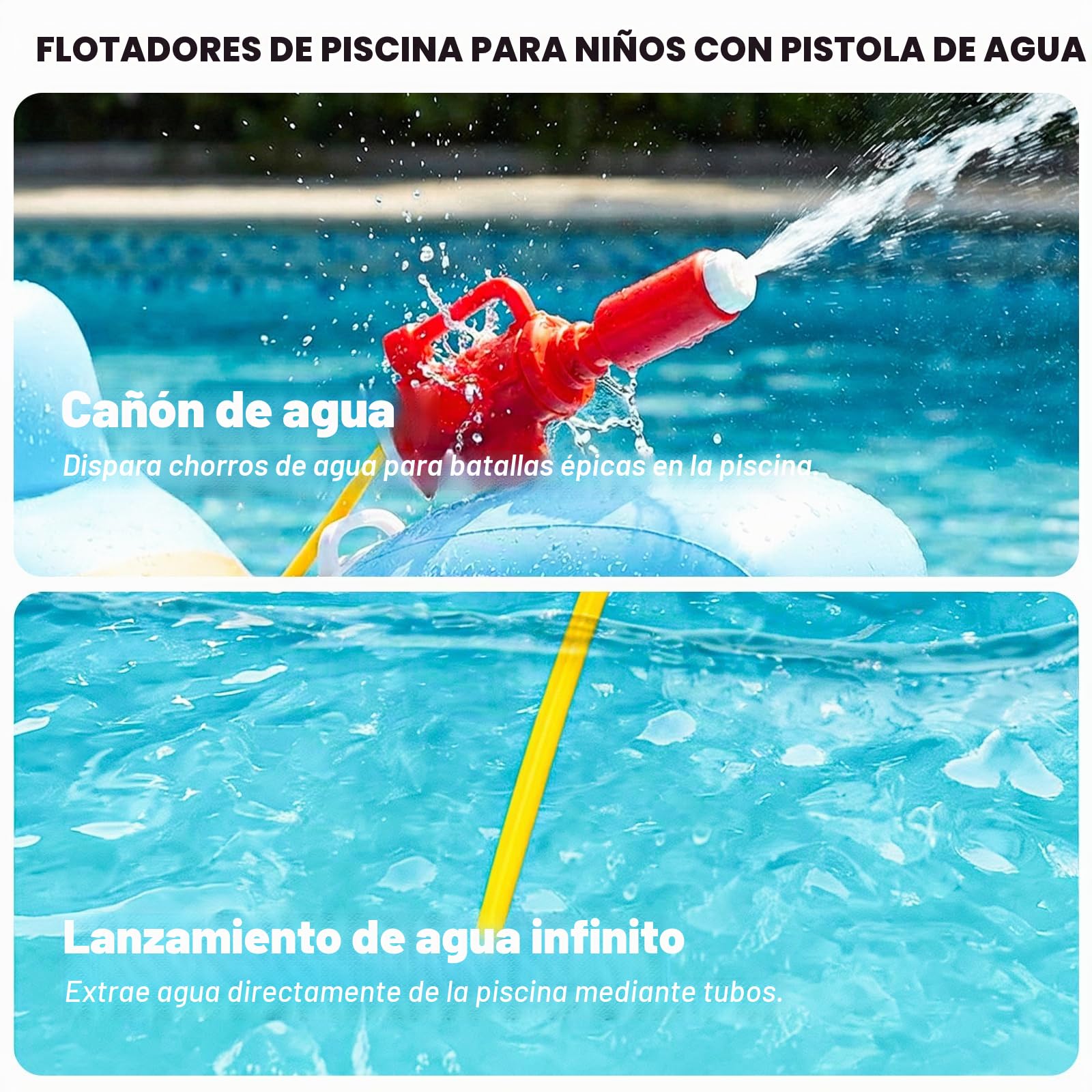WINGYZ - Flotadores de piscina para niños con pistola de agua, 2026 nuevos juguetes inflables de balsa para piscina, barco con forma de tiburón, flotadores de piscina para montar para niños de 3 a 12