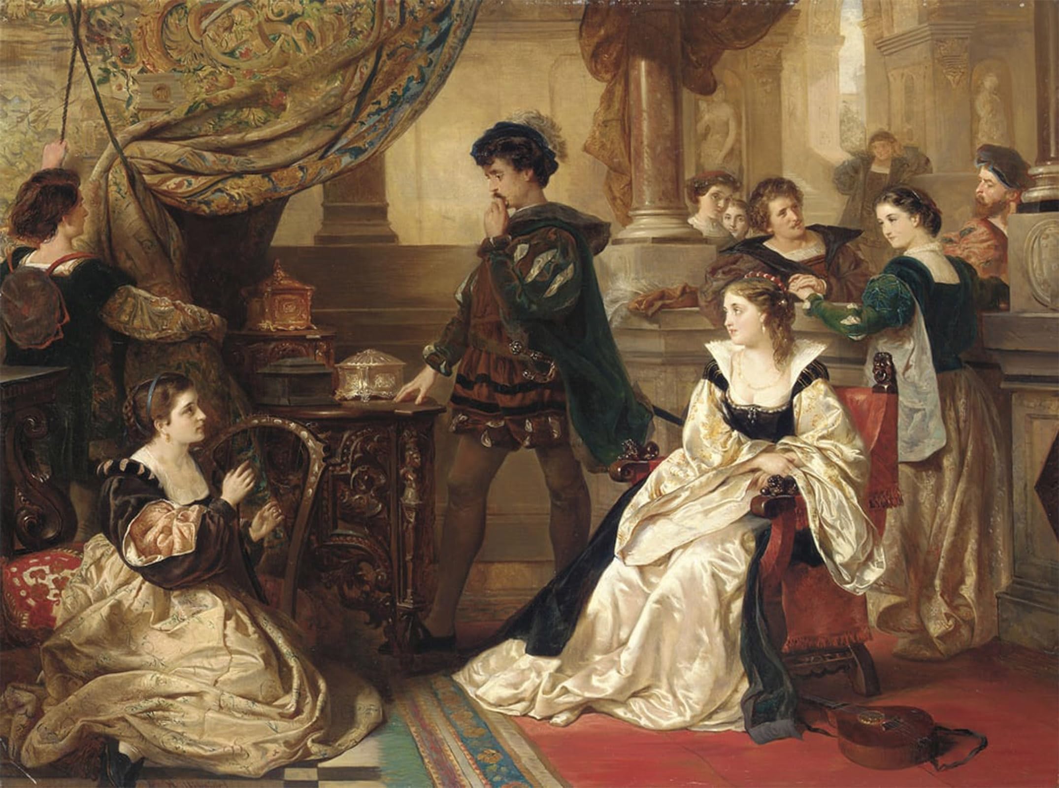 Serendipitp No Frame Abstract Painting Mural Print Picture Wall Decor Painting The Three Caskets From The Merchant Of Act Iii Scene Ii By Robert Alexander Vintage Wall Artwork For Home Decor 60X90cm