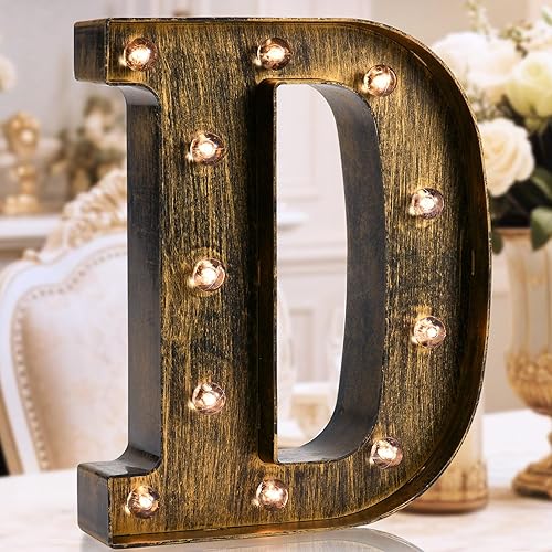 Miniatura 19 de Oycbuzo - Cartel de letras con luces LED doradas y negras, estilo industrial y clásico, para decoración de cafeterías, bodas, fiestas de cumpleaños,