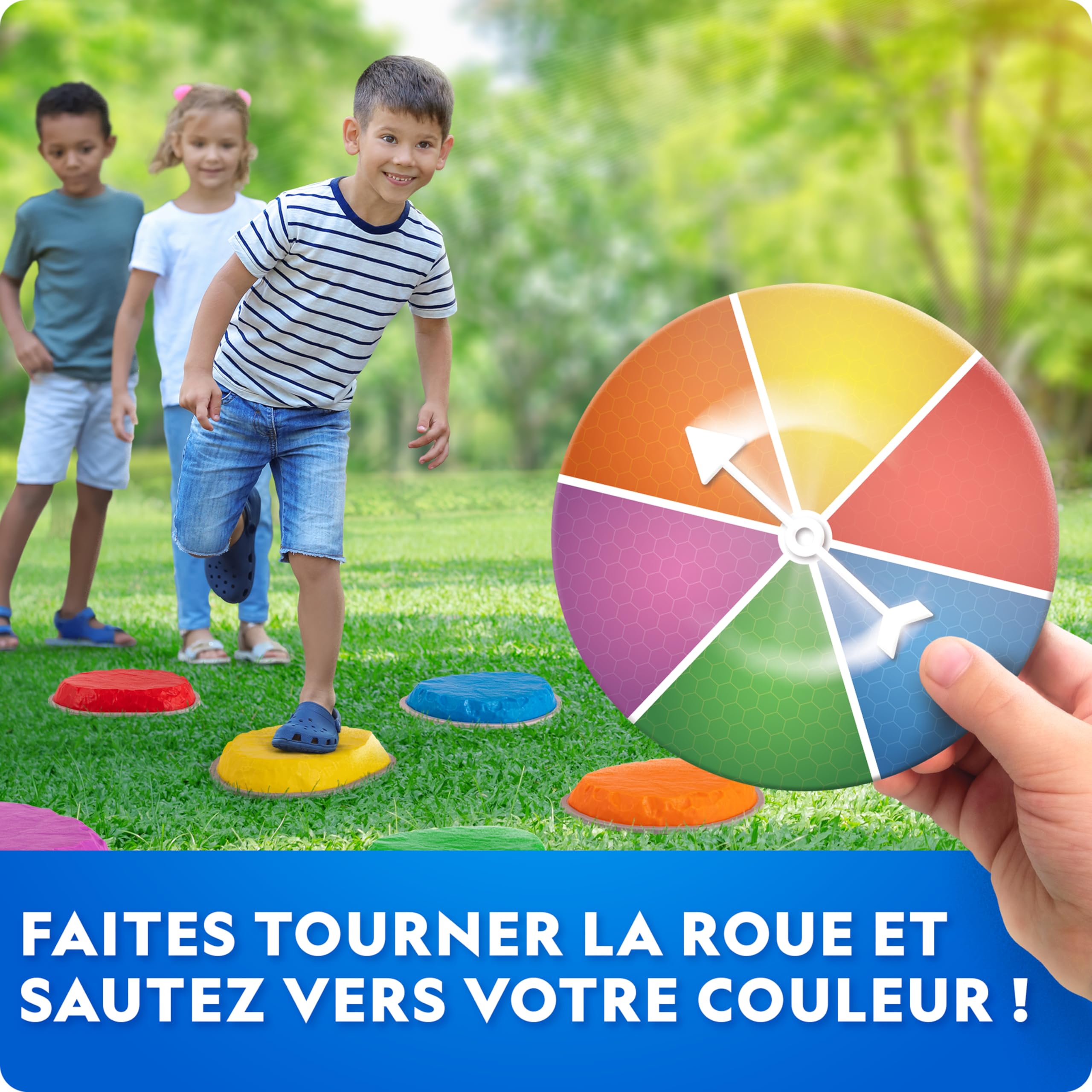 Blue Marble National Geographic Pierres d’Équilibre pour Enfants - 10 Pierres Antidérapantes Durables pour Développer la Motricité Globale et l’Équilibre