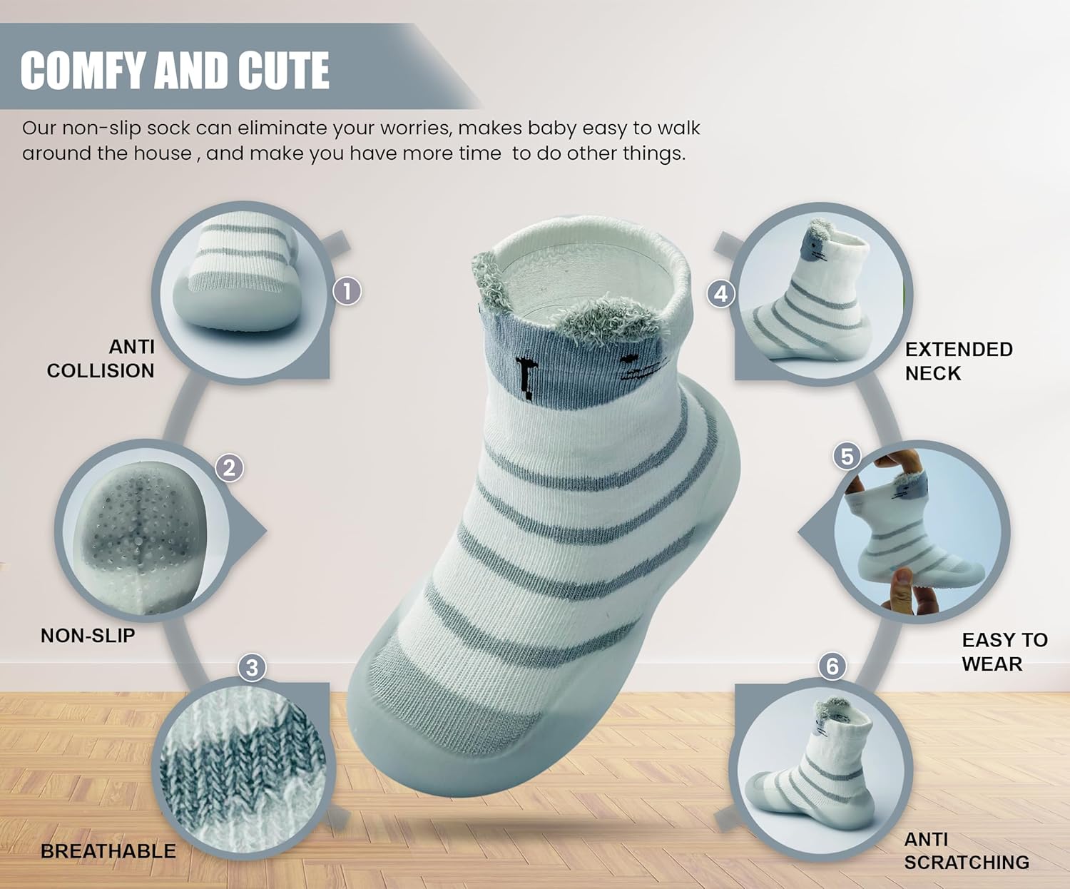 Baby Shoes Boys Girls First Walking Shoes Non Slip Soft Sole Sneakers Toddler Infant Babygirl Sock Shoes - Image 3