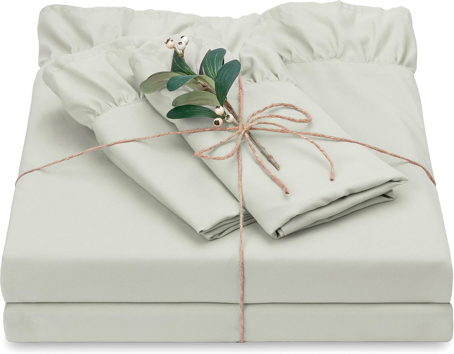 Chanasya Premium Ruffle Sheet Set - Shabby Chic Double Brushed Soft Ruffled Hem Solid Microfiber Sheet Set - Fitted Sheet, Flat Sheet & 2 Pillow Cover - 4-Piece Set - Sage, Full Size