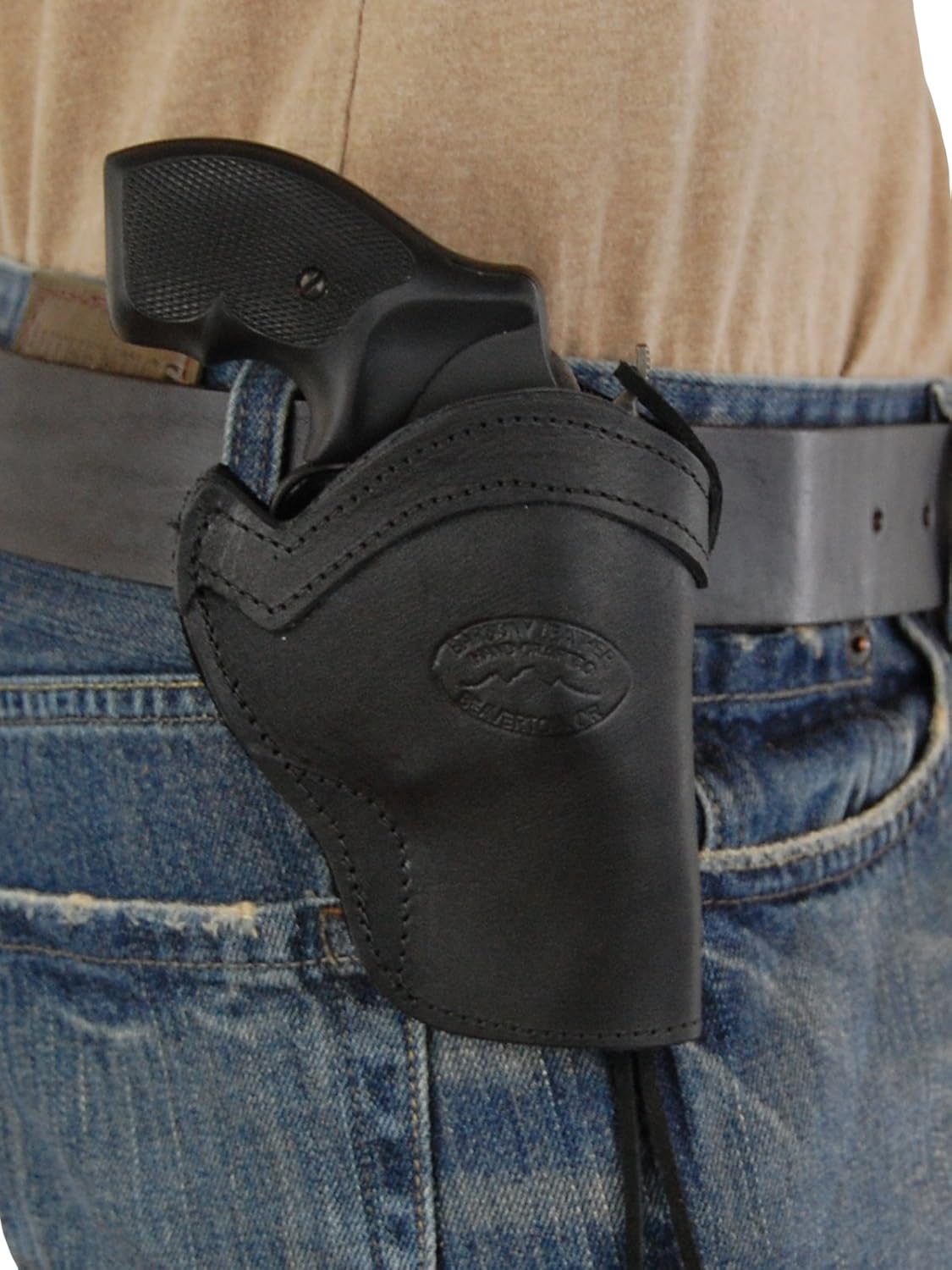 Barsony New Black Leather Western Style Holster for Snub-Nose or 2" 22 38 357 41 44 Revolvers