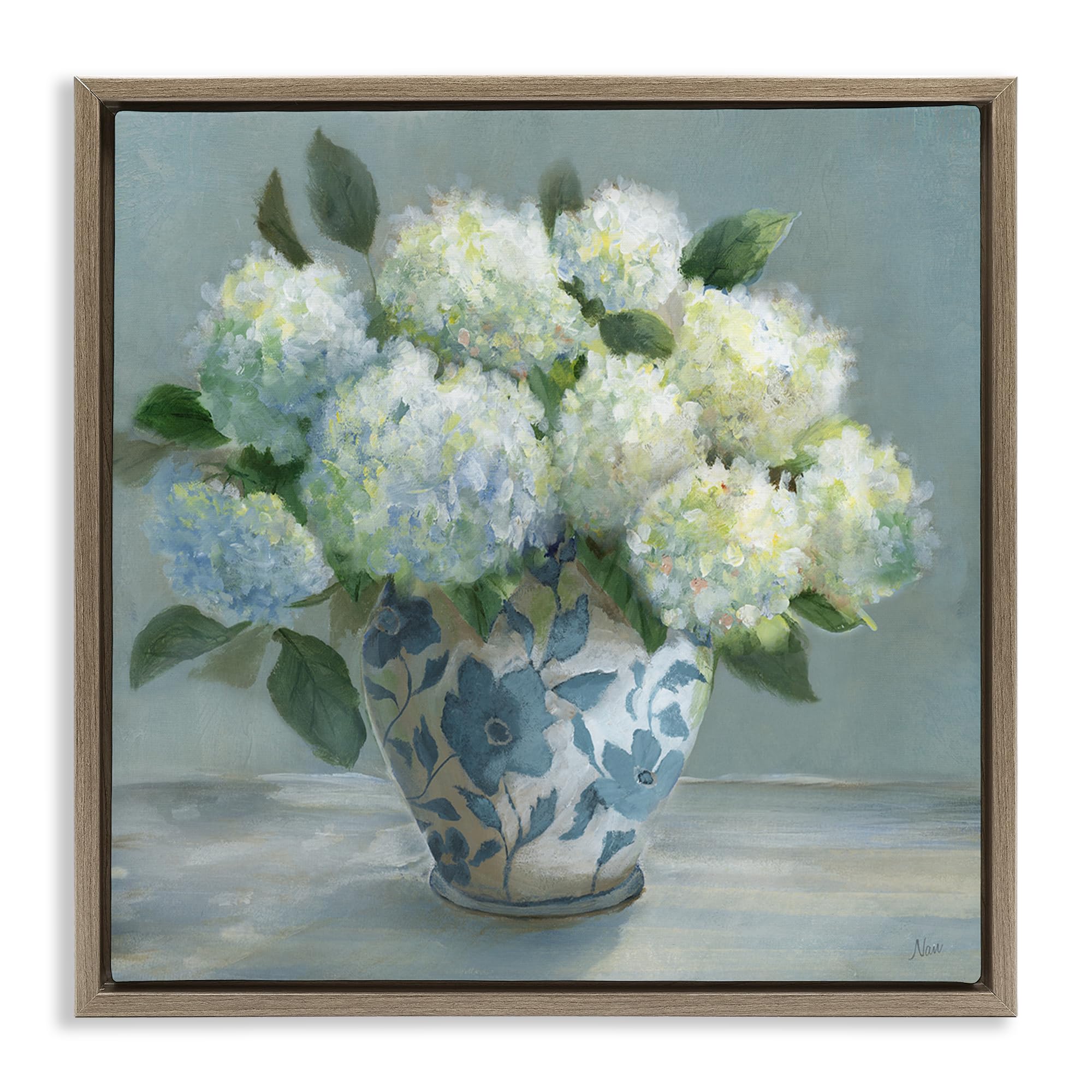 Stupell Industries Montalcino Elm (Textured) Elegant Hydrangea Vase Floral, 17 X 17 Inch Canvas In Floater Frame