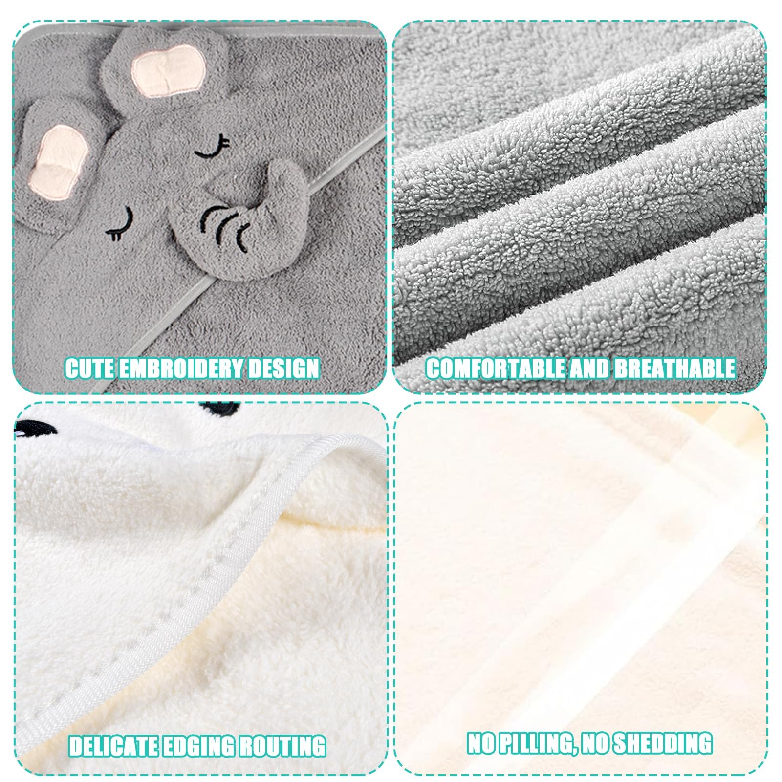 Accappatoio Per Neonato 90x90 Cm - 100% Cotone, Con Cappuccio A Unicorno, Super Assorbente E Morbido - Foto 6