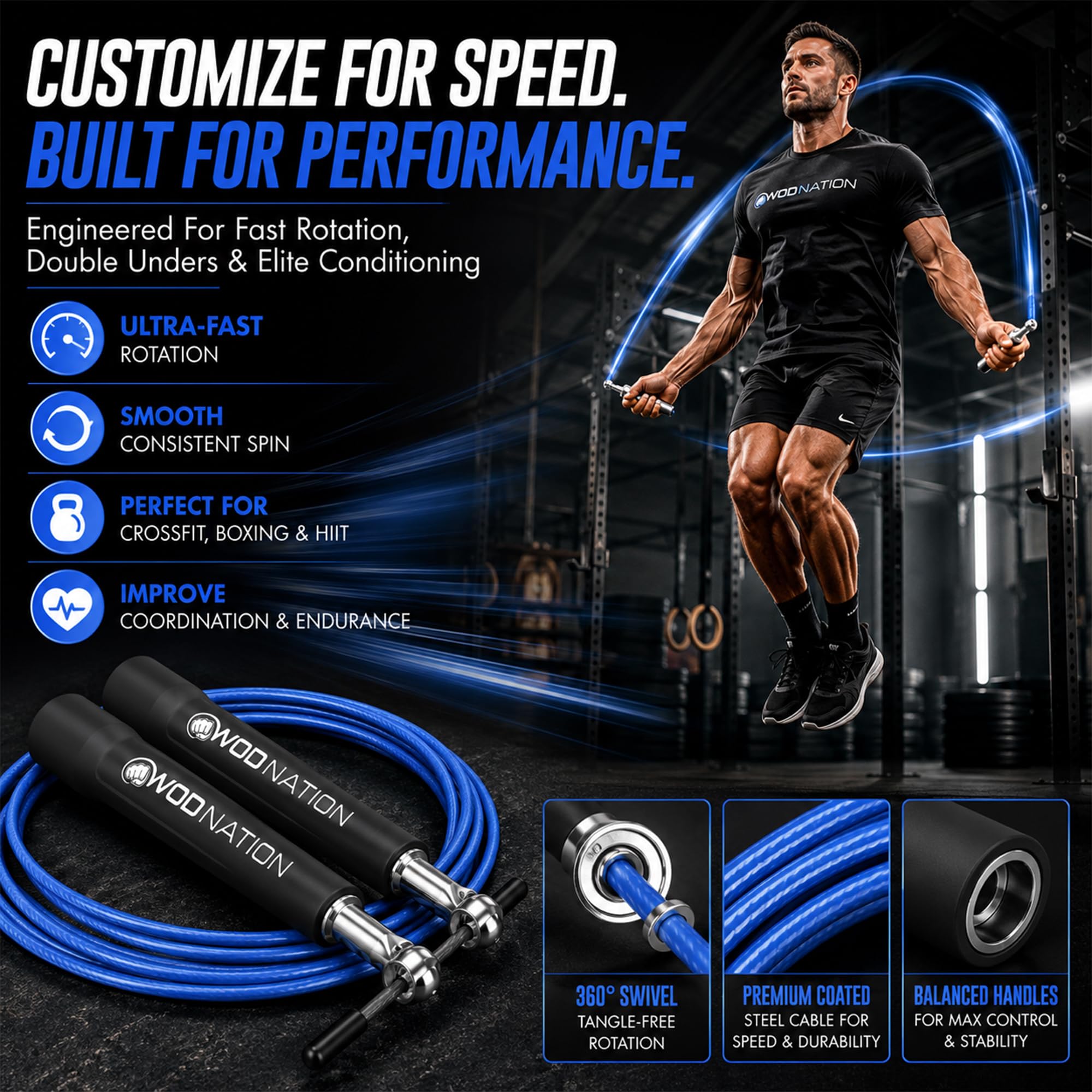 Amazon | WOD Nation スピードジャンプロープ - 耐久トレーニング用