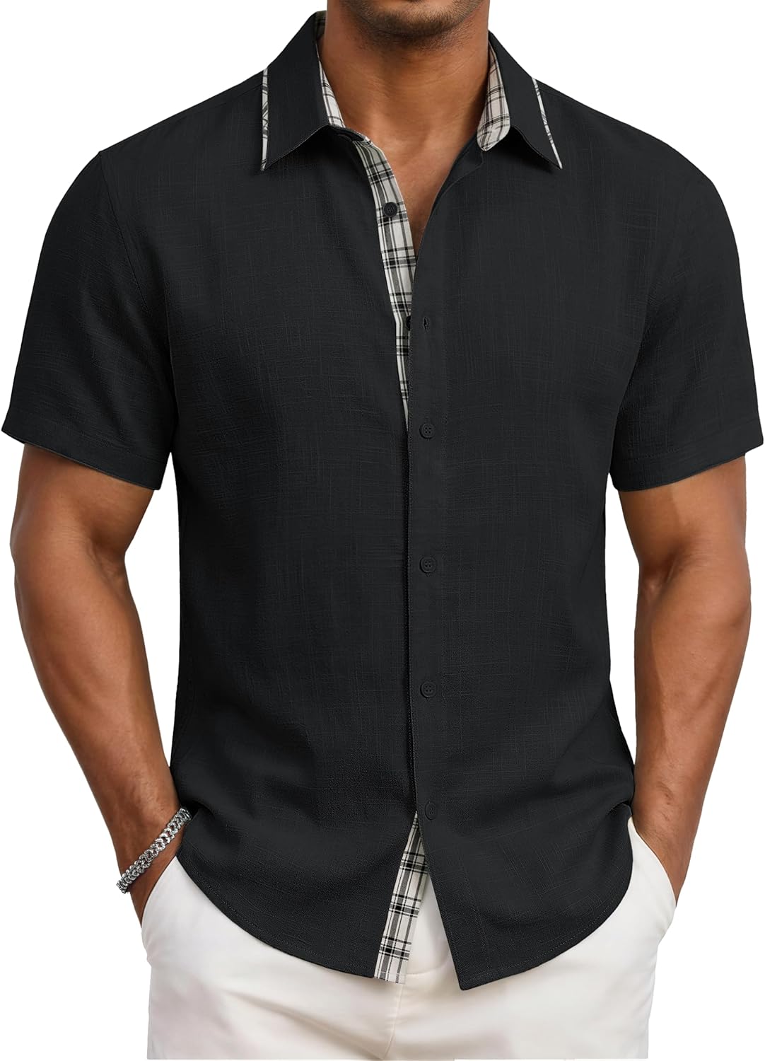 MAGCOMSEN Men's Button Down Shirts Short Sleeve Casual Shirt Summer Beach Vacation Wedding Shirts