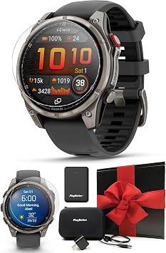 Garmin Fenix 8 Pro AMOLED Sapphire 47mm, Titanium/Graphite Multisport GPS Smartwatch Bundle - 1.4 Touchscreen, inReach Technology with PlayBetter Charger, Screen Protectors, Adapter & Case