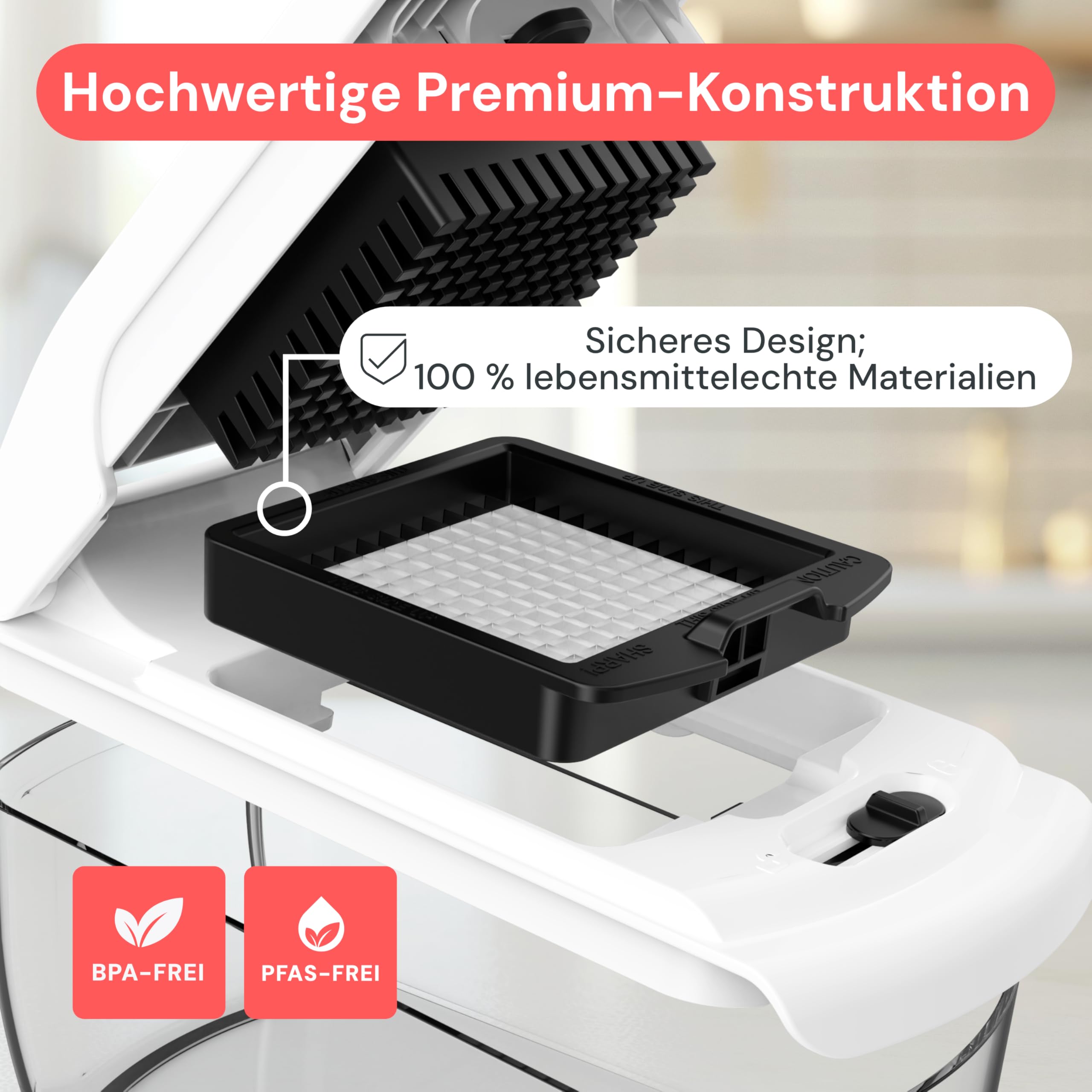 Fullstar Gemüseschneider und Spiralschneider - Zwiebelschneider Zerkleinerer - Gemüse Schneider Würfelschneider für Kartoffeln Gurken Früchte - Küchenzubehör und Küchengeräte (PRO 4-in-1, Weiß)