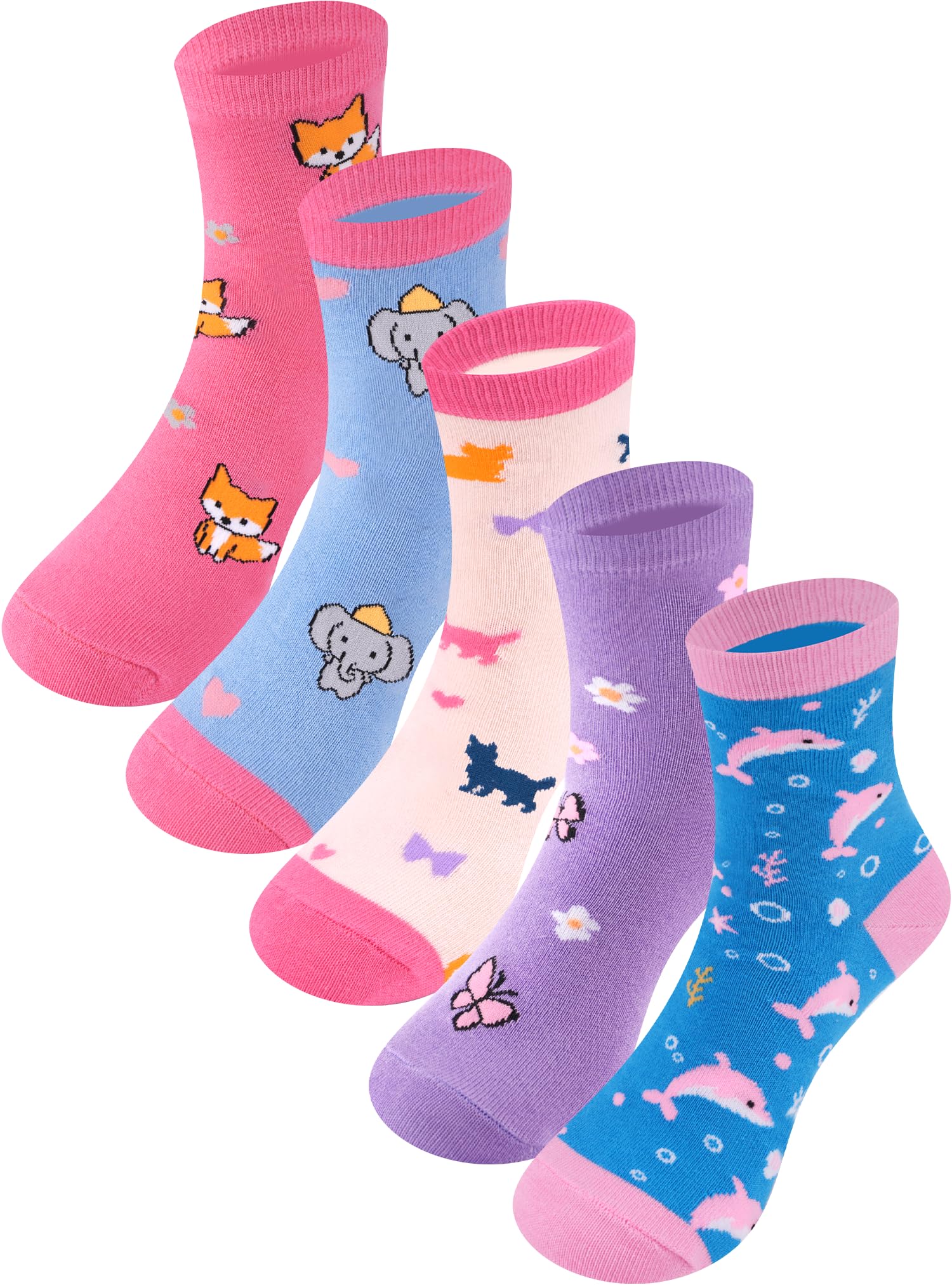 Boys Socks Athletic Crew Cotton Seamless Toes Breathable 5-Pack 4-18Years