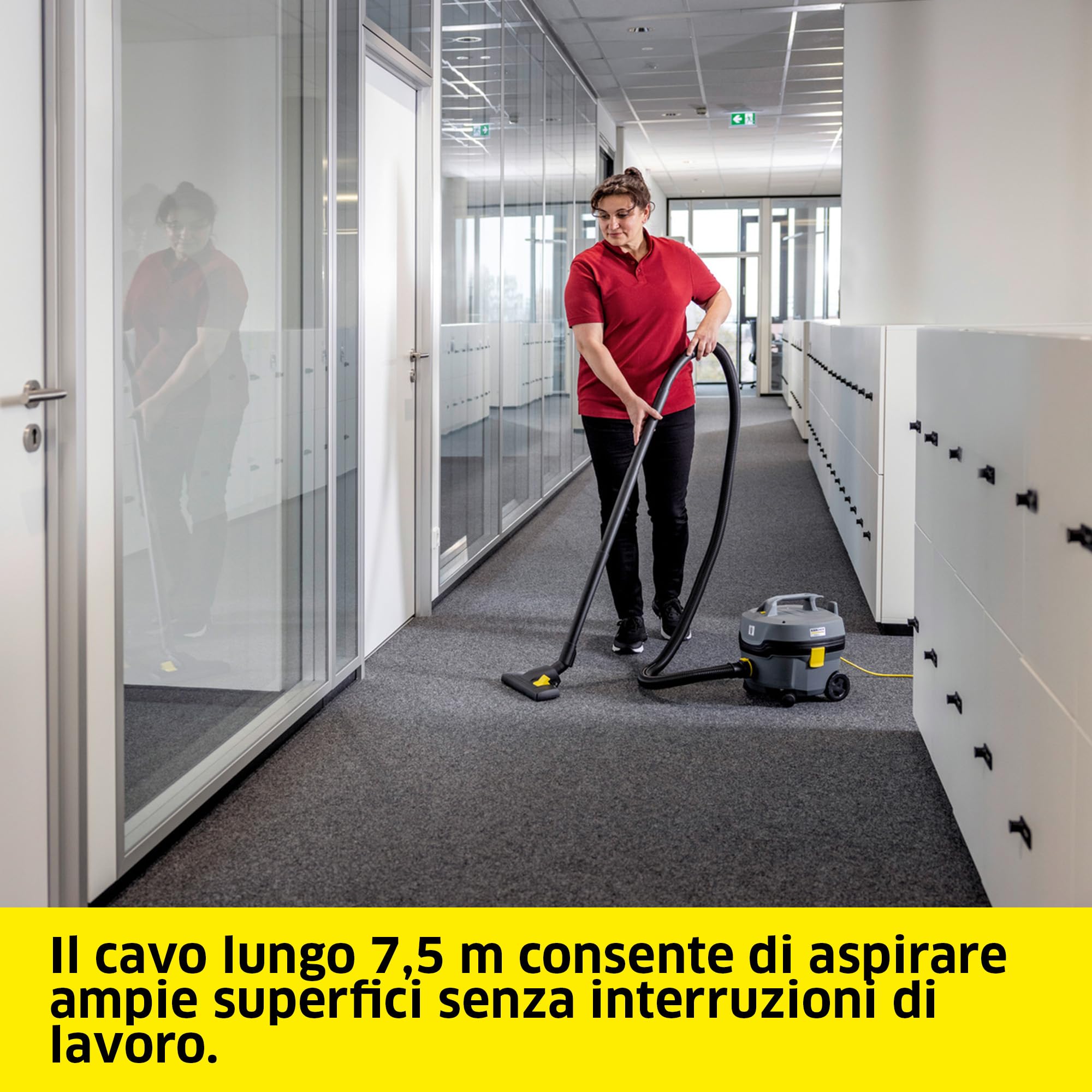 KÄRCHER aspirapolvere professionale T 7/1 Classic, contenitore: 7 l, potenza: 850 W, livello di pressione sonora: 62 dB(A), peso: 3,5 kg, cavo: 7,5 m, cestello filtro permanente