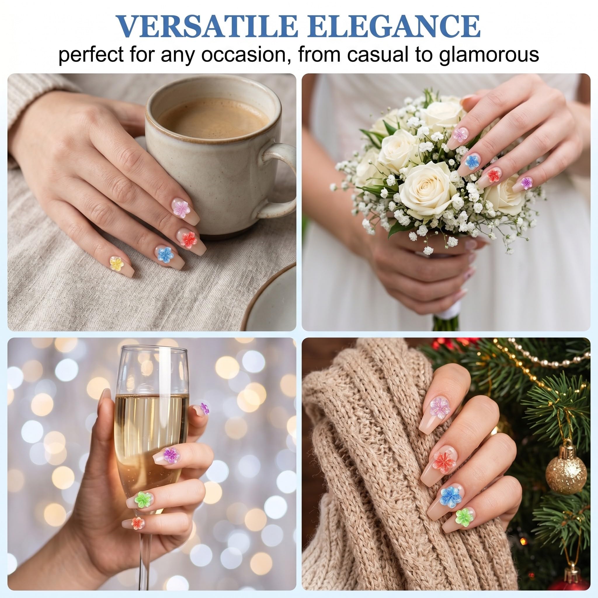 60 sztuk zawieszek do paznokci z kwiatami 3D, biżuteria do paznokci, przezroczyste cyrkonie, styl hawajski, dekoracja do paznokci z żywicy, do letniego manicure'u, akcesoria do samodzielnego wykonania