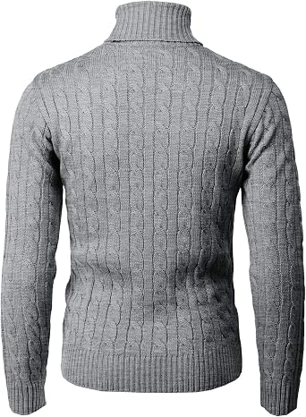 H2H Mens Slim Fit Turtleneck Pullover Sweaters Basic Tops Knitted Thermal