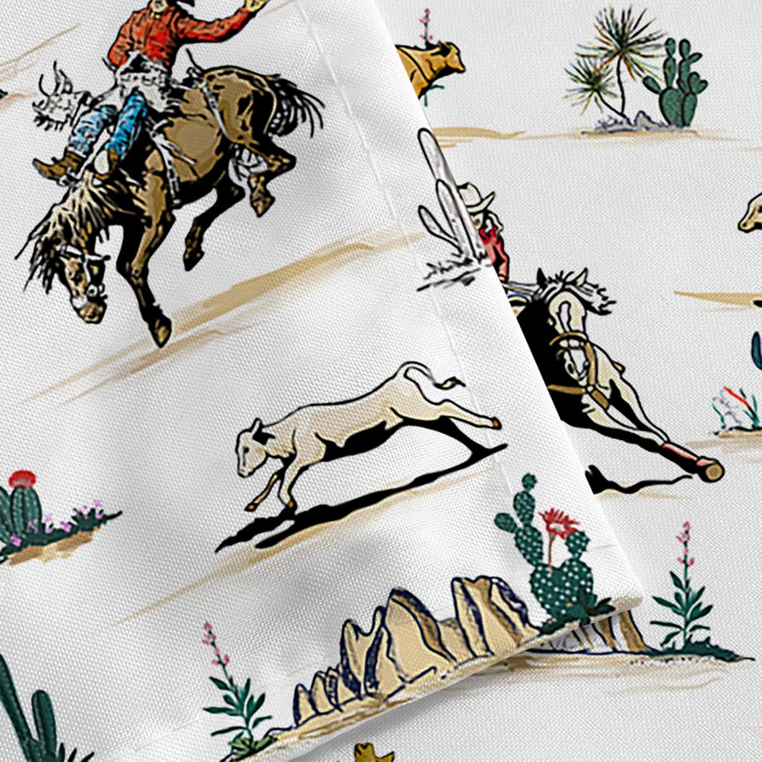 JAWO Western Shower Curtain, Farmhouse Country American West Western Shower Curatain, Wild West Cowboy Horse Bathroom Accessories Set with Hooks, 72X78inch, White