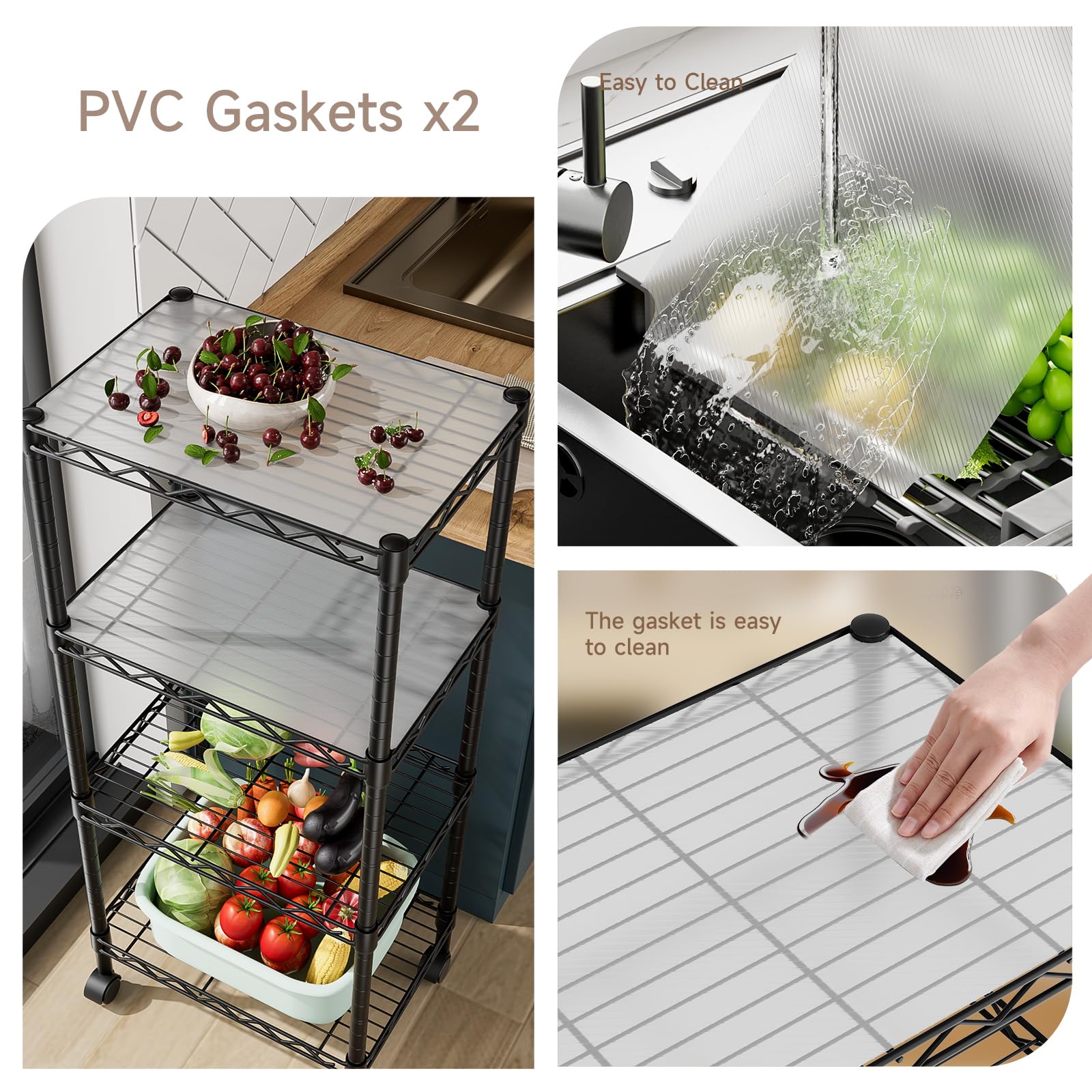 Golpart Verstellbare Lagerregale mit 4 Ebenen, Metalldraht, Standregal