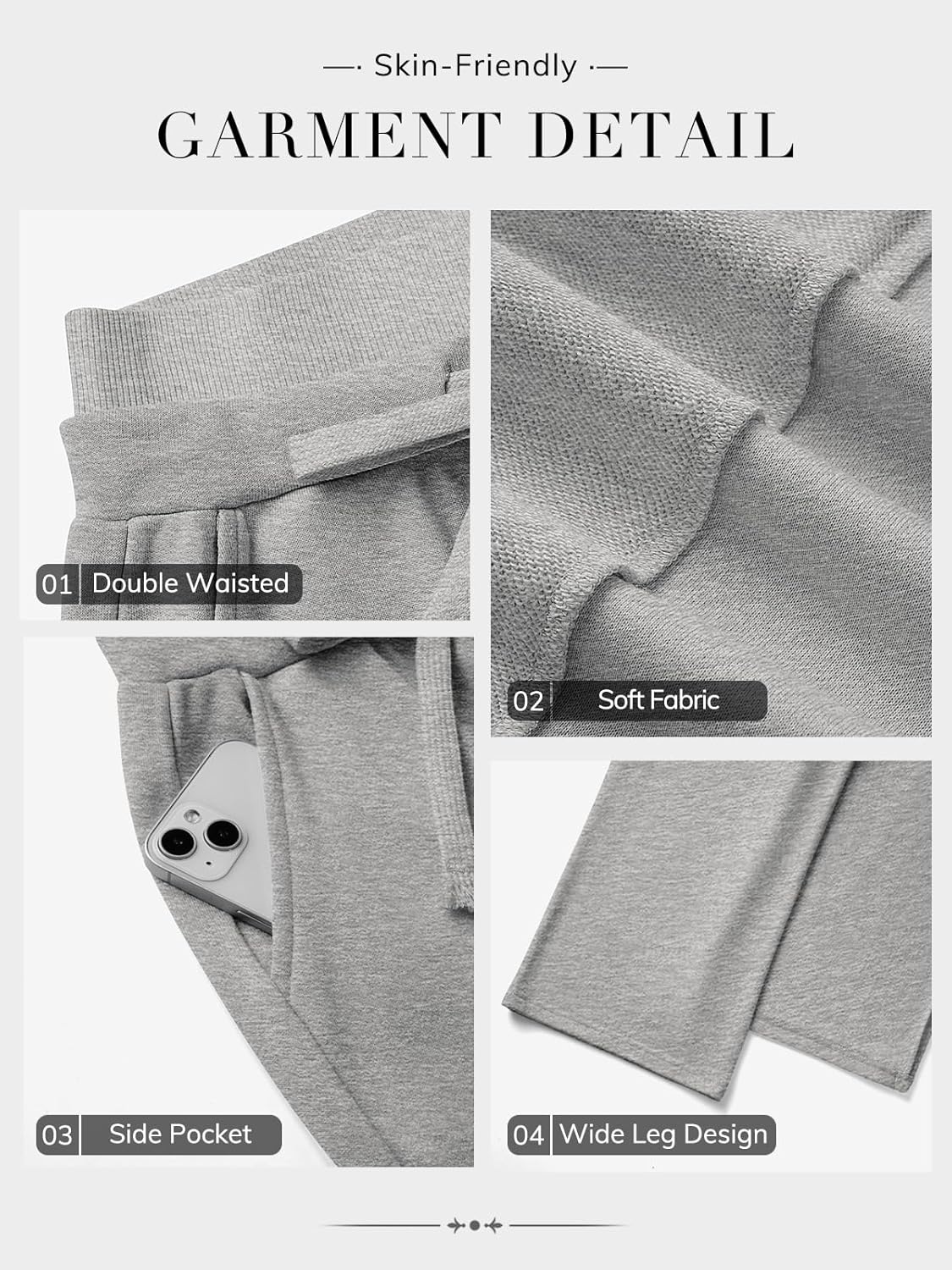 ATHMILE Women's Wide Leg Sweatpants Double Waisted Baggy Sweat Pants with Pockets Fashion Casual Gym Fall Winter Clothes - Image 6