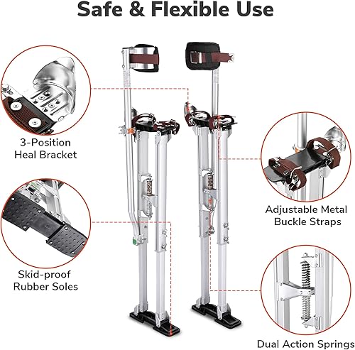 Miniatura 6 de Yescom Zancos para Paneles de Yeso 36" - 50" Herramienta de Pintura de Aluminio Ajustable con Almohadillas Cómodas para las Piernas para Techo,