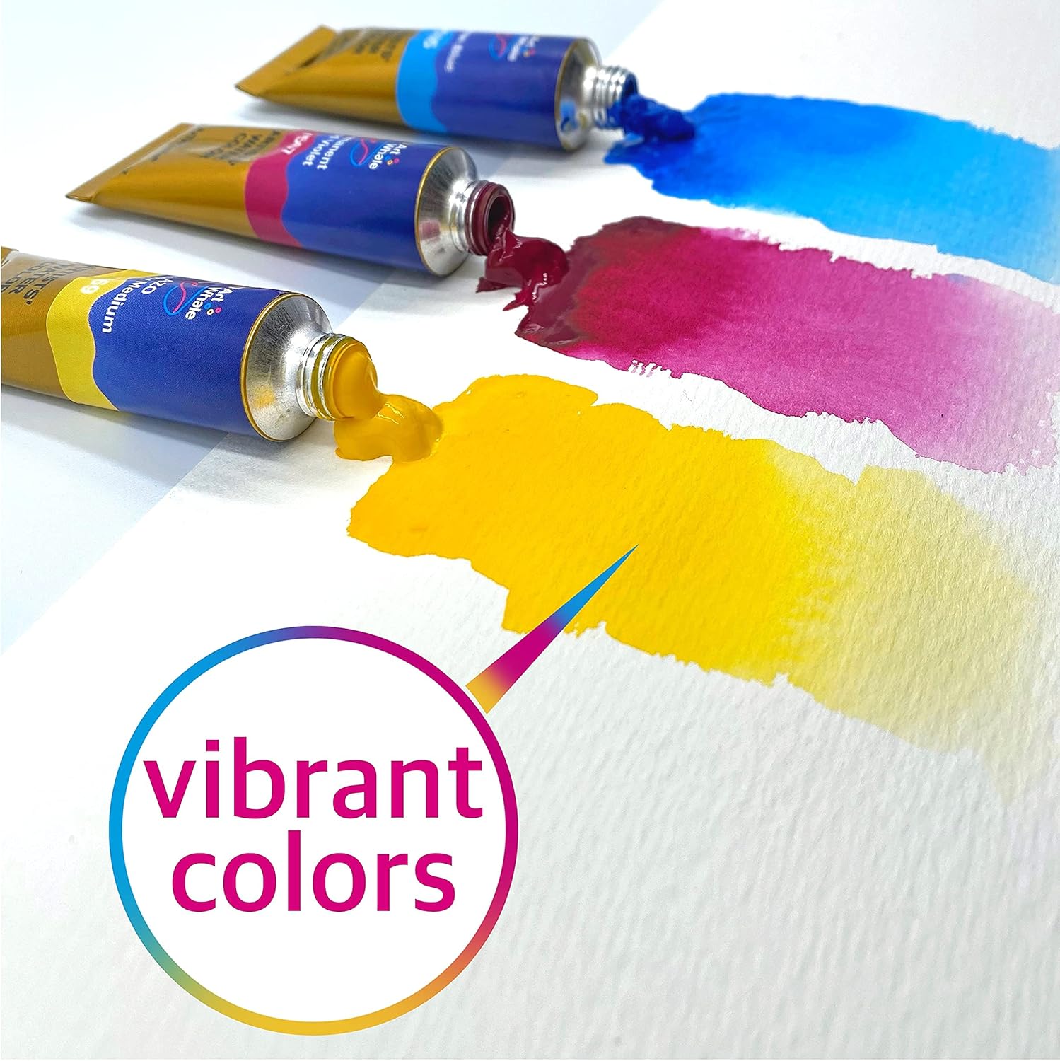 ArtWhale Artists' Watercolor 24 Colors in Tubes (15 ml/ 0.5 oz) - Professional Quality - Paint Set for Artists, Beginners, Students, Hobby Painters