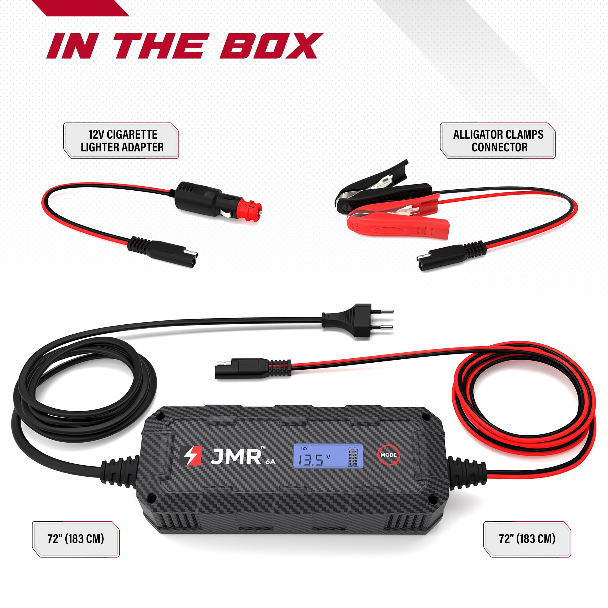 JMR Battery Charger for SsangYong Rexton Korando Tivoli XLV Actyon Chairman Musso Kyron Torres Rodius All Models Trickle Charger Conditioner Maintainer (No Lithium Mode)