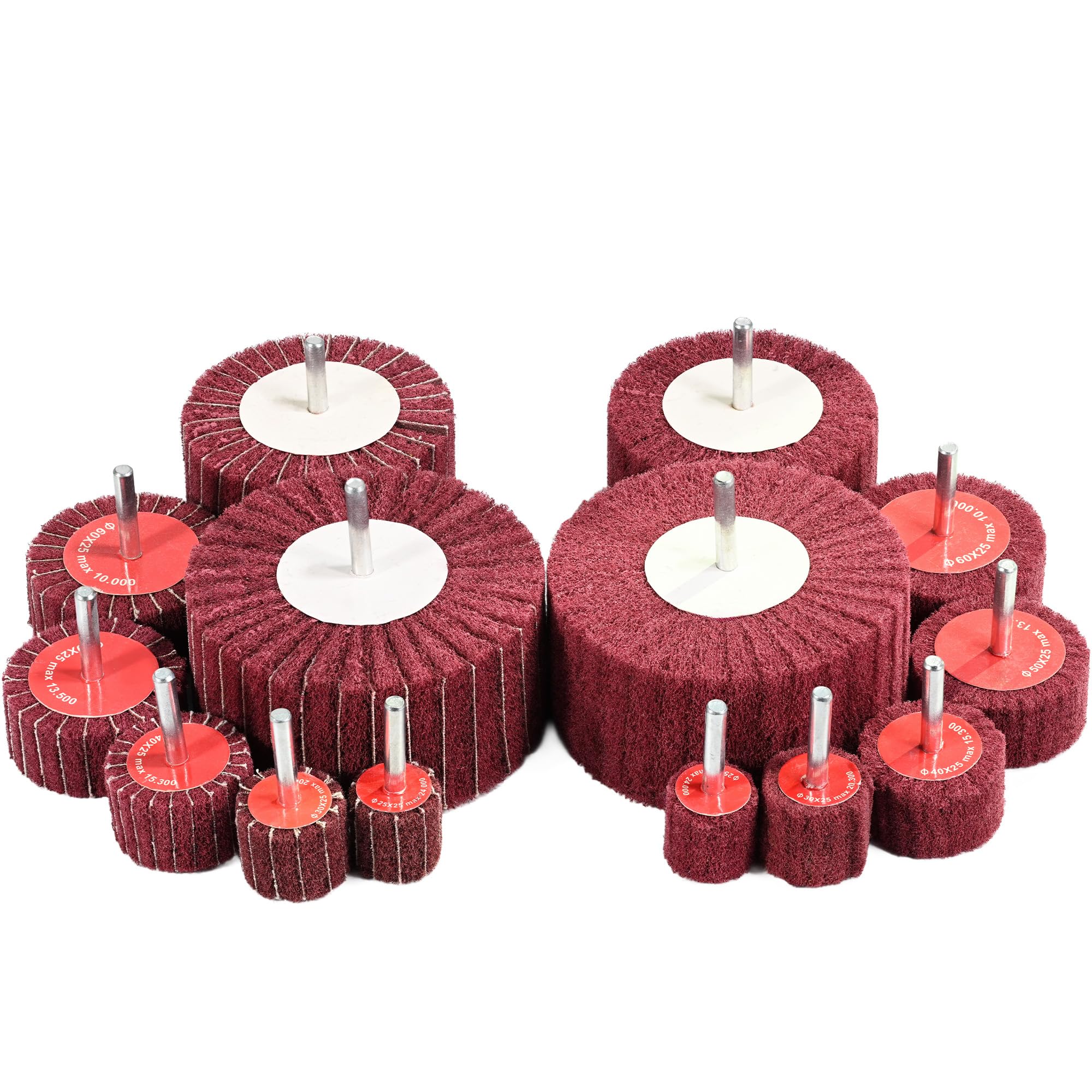 14 Pack Flap Buffing Wheel, 7 Sizes Abrasive Flap Disc, 1/4” Shank Buffing Flap Wheel for Rust Removing Cleaning Sanding Woodworking Metal Polishing Drills Impact Drivers