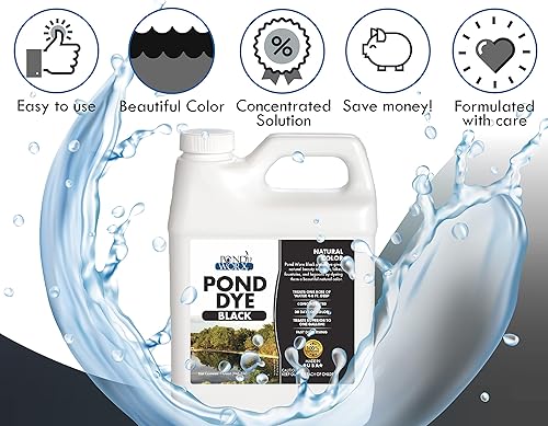 Miniatura 7 de Black Lake and Pond Dye - Colorante líquido concentrado 4 veces para estanque - Sombra y protege tu estanque, trata hasta 1 acre - 1 cuarto de galón