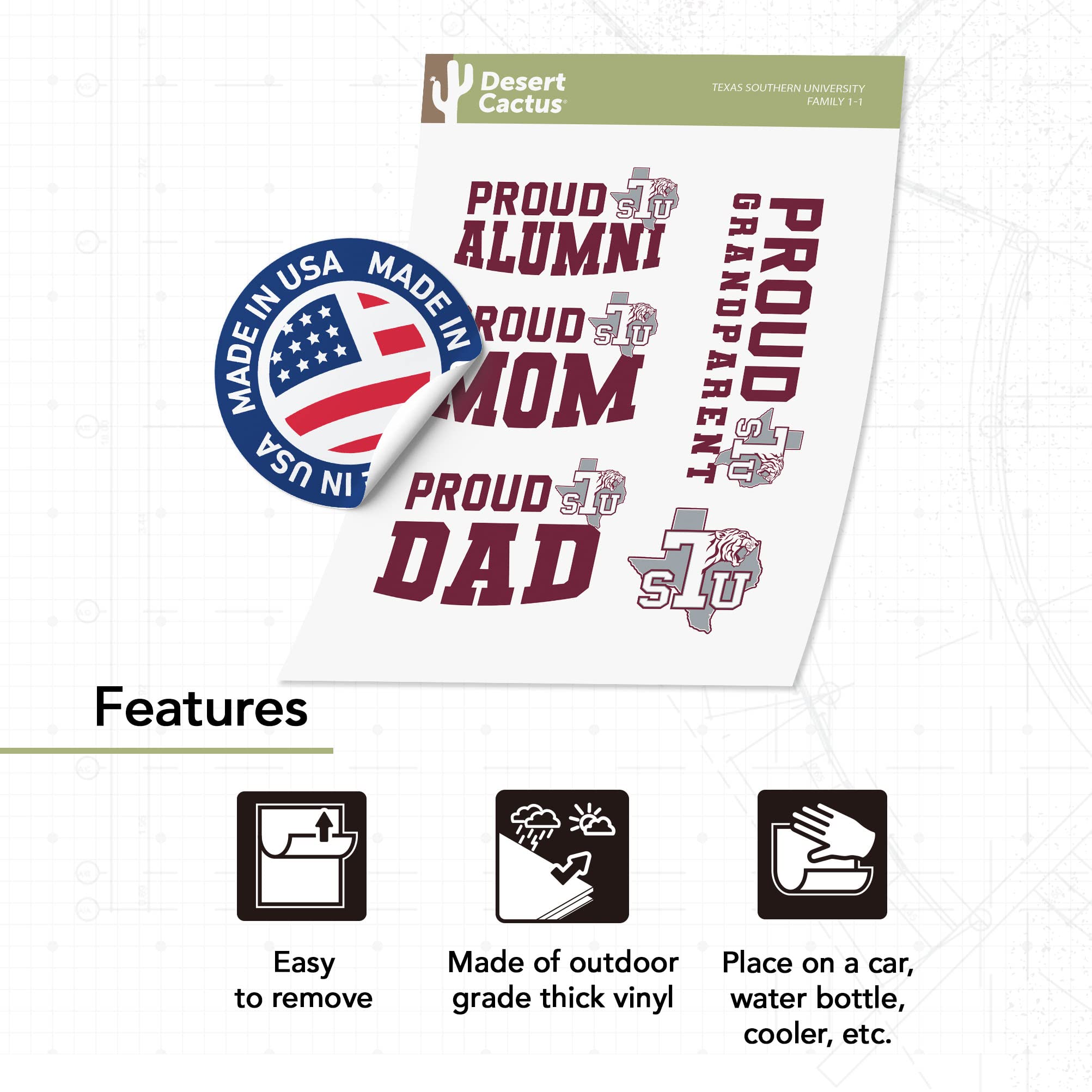 Texas Southern University Full Sheet Sticker Decal – 8.5x11 Inch Vinyl Sticker Pack For Laptop, Car, Water Bottle