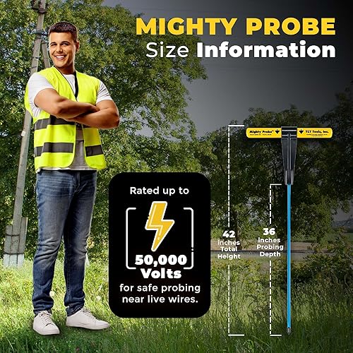 Miniatura 3 de T&T Tools Mighty Probe - Sonda de suelo de metal aislada - 42 pulgadas de largo en total, con barra redonda de metal de 38 pulgadas, barra de