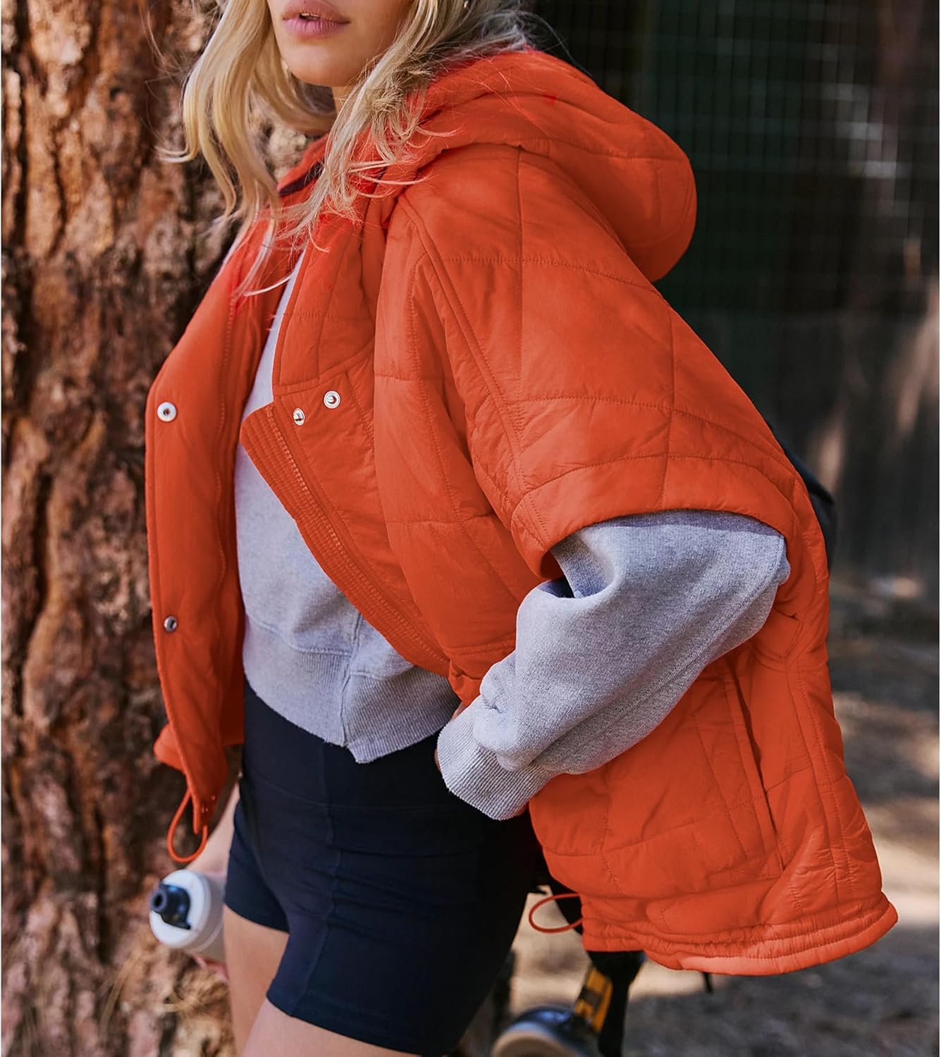 Quilted Puffer Vest Women Oversized Sleeveless Zip Up Hooded Poncho Padded Jacket Fall Winter Warm Gilet Outerwear - Image 3