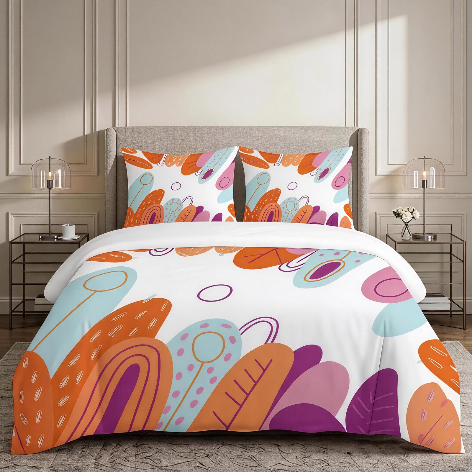 Housse de couette 240x260 originale parure de lit 3 pièces microfibre motif 3D