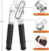 Vista 2 de Abrelatas Manual con Imán, Mango de Goma de Agarre Suave Cuchilla Afilada Borde Liso, Perilla sin Esfuerzo, Abrelatas Resistente con Abrebotellas