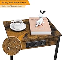 Vista 5 de smusei Mesa auxiliar en forma de C con estación de carga, mesa auxiliar estrecha para espacios pequeños con puertos USB y tomas de corriente, sofá