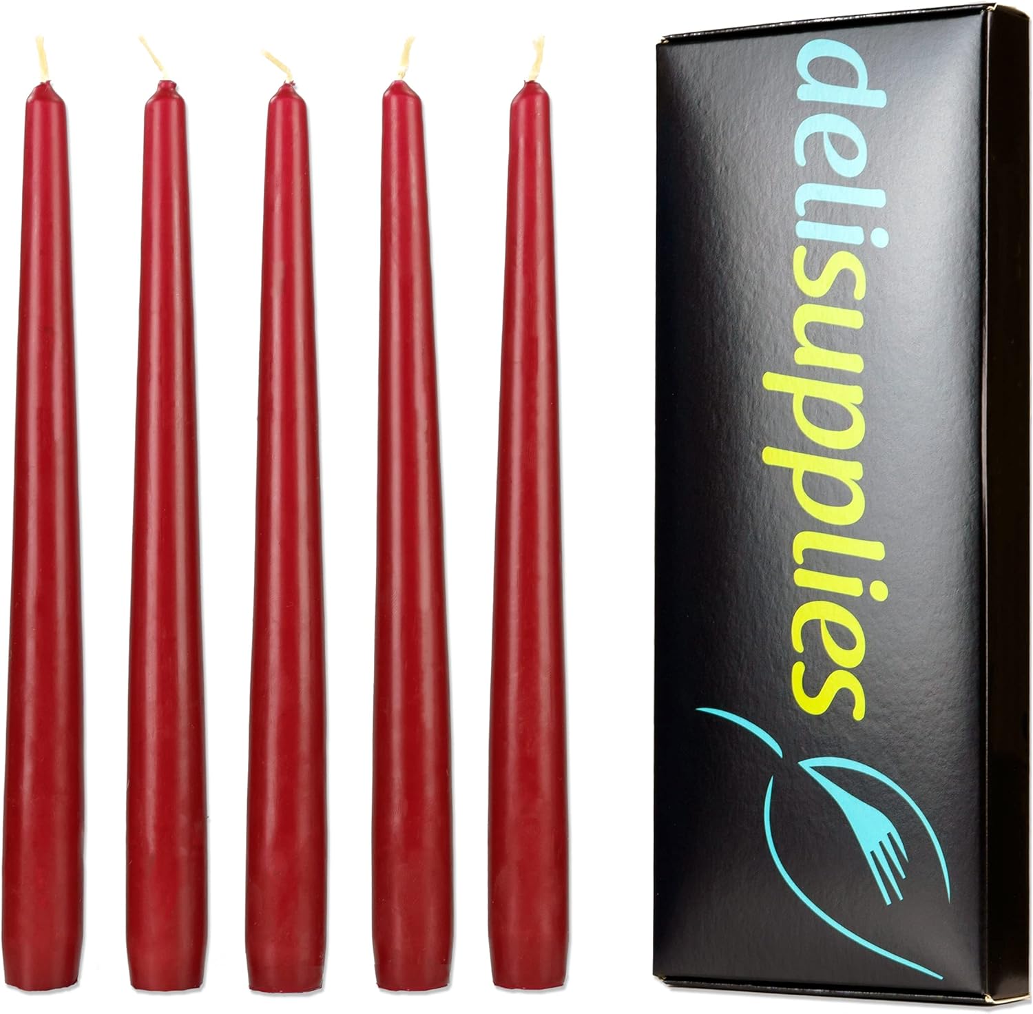 Deli Supplies Dinner Party Christmas Table Decor Bistro Candles Non Drip Tapered 9” 24cm Tall Taper Candle 7 Hour Burn Time Smokeless and Dripless Quality Wax (Red - Image 3