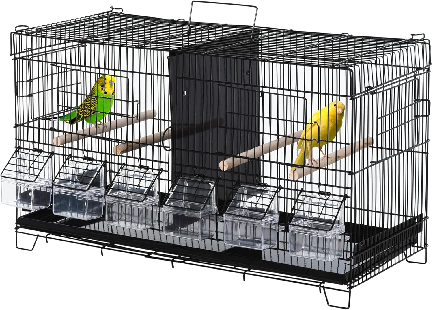 PawHut Cage à Oiseaux dim. 59.5L x 29.8W x 35.3H cm mangeoires perches