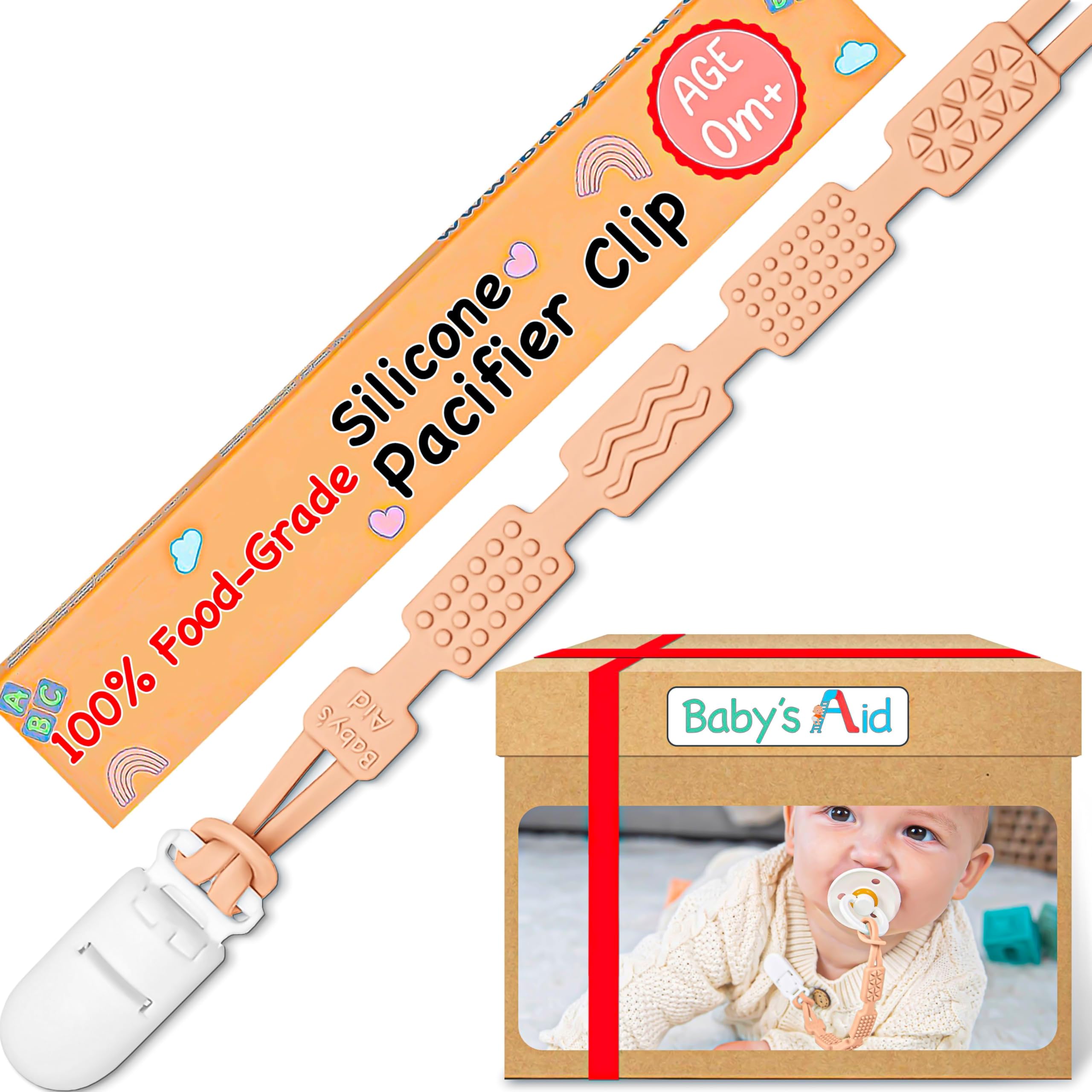 Amazon.com : Baby’s Aid Silicone Pacifier Clip, 4X Teething Relief, One ...