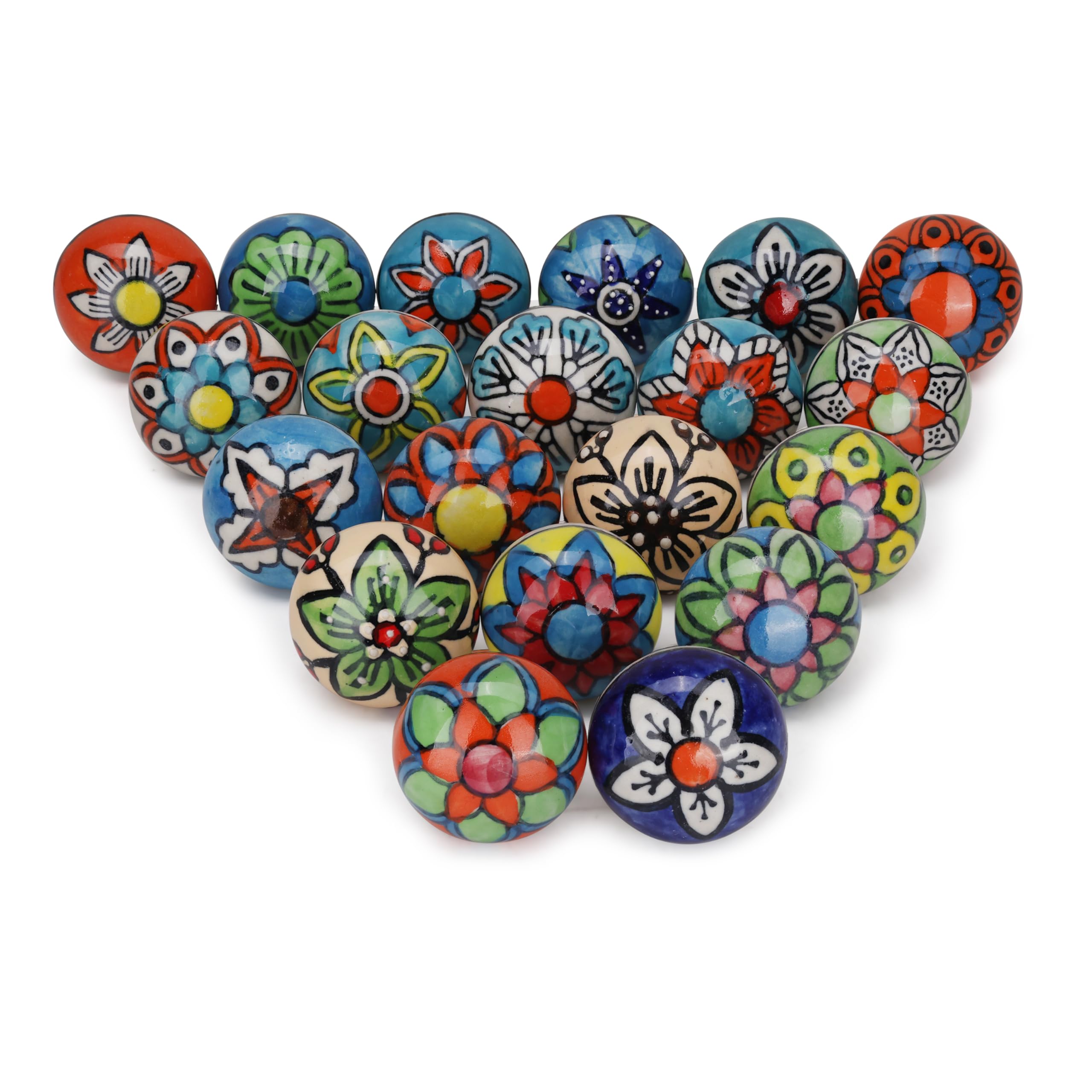 FURNISHFUL FINESSE Cabinet Multicolor Assorted Ceramic Drawer Pull Handle Kitchen Cupboard Wardrobe Knob Boho Room Decorative Furniture Hardware