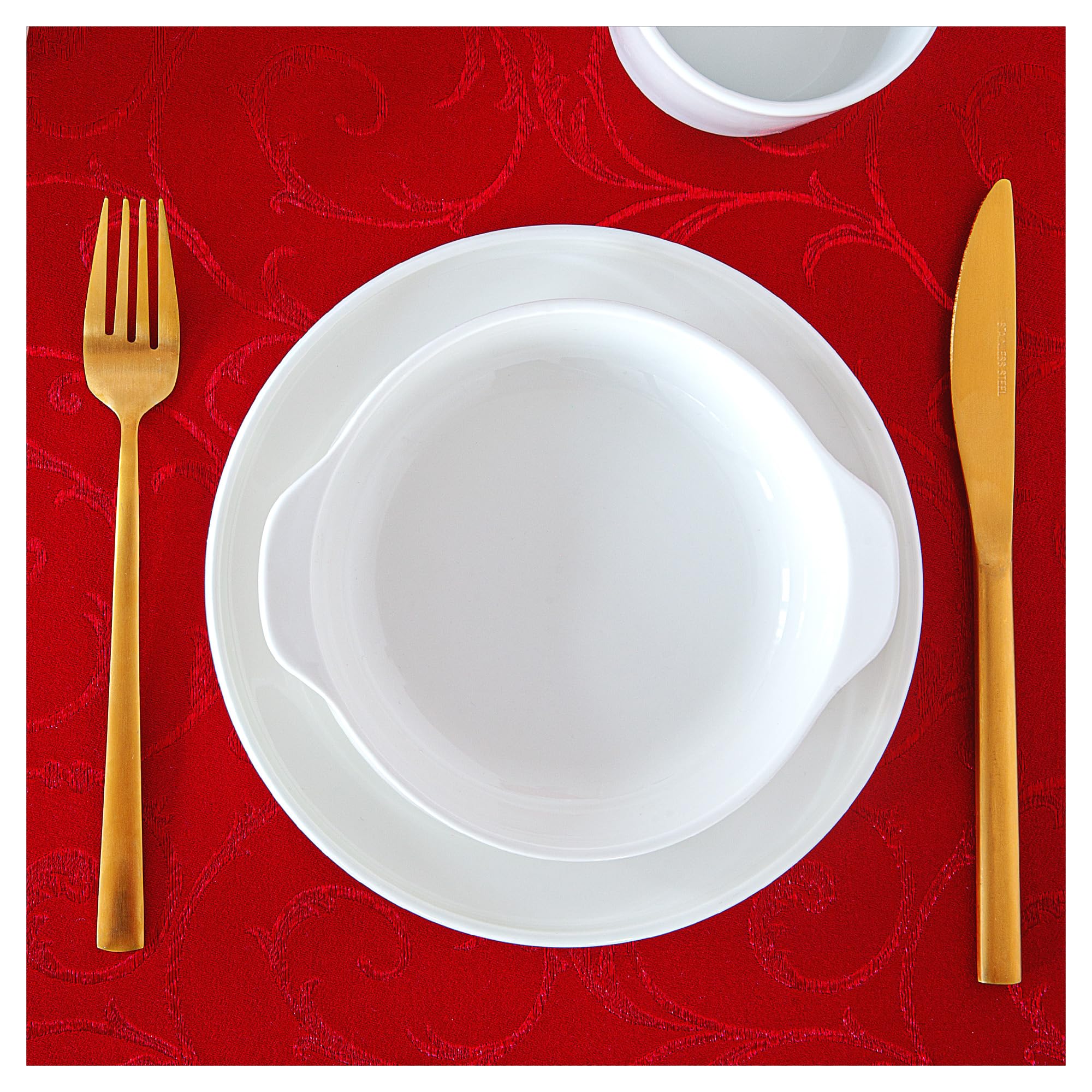 StoffTex Nappe de Noël - Nappe de Noël - Durable et résistante aux rayures - Décoration de table festive de Noël (rouge bordeaux, style 3, 140 x 300 cm)