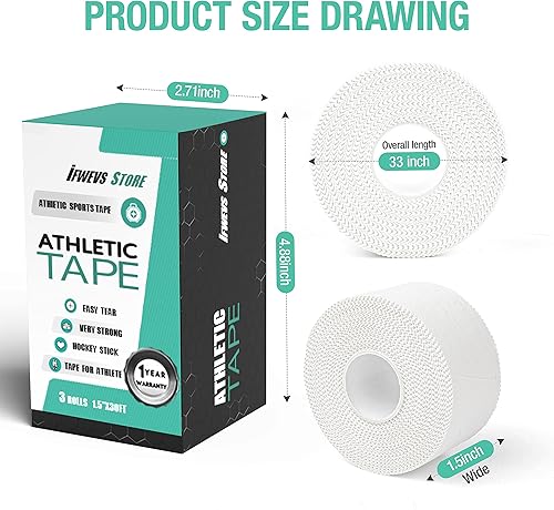 Vista 11 de Paquete de 3 cintas deportivas deportivas negras, muy fuerte, fácil de rasgar, sin residuos pegajosos, para atletas y entrenadores deportivos