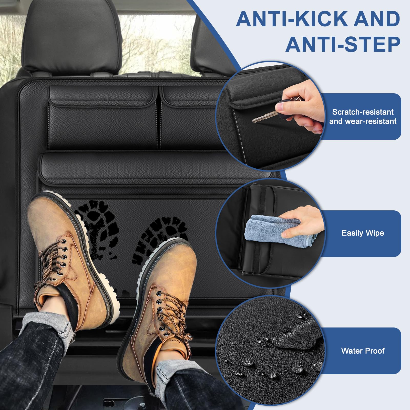 Organizador Asiento Trasero de Coche repuesto para Renault Trafic, Protector de Respaldo Plegable, Bolsa de Almacenamiento para Coche, Fácil Montaje para Viajes y Diario Piel Sintética (Doble)