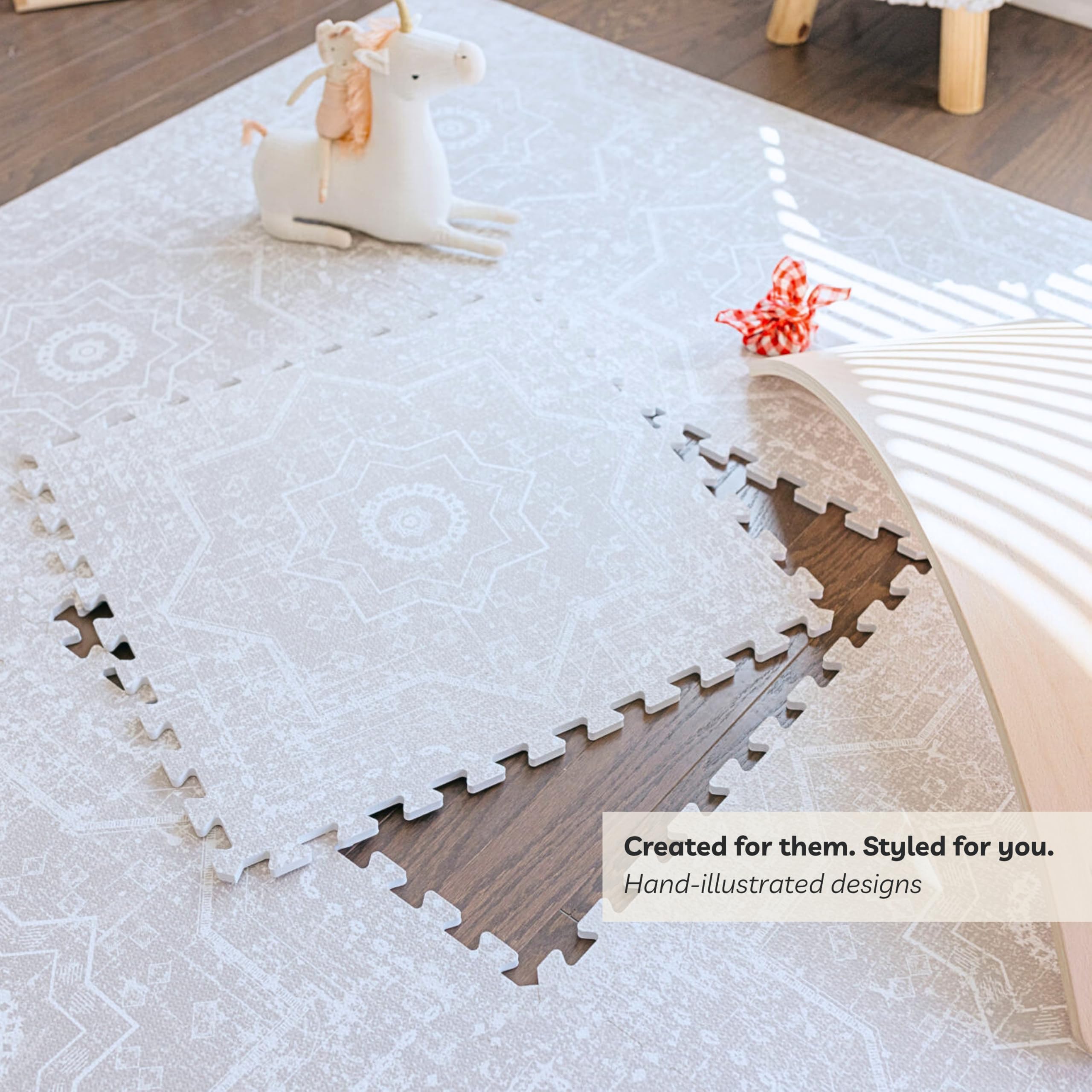 Little Landings Babyspielmatten für den Boden - Layla (1,2 x 1,8 m) - Premium EVA-Schaum Spielmatte für Babys und Kleinkinder - Perfekt für Bauchzeit, Krabbeln, Spielzimmer, stilvoll und komfortabel