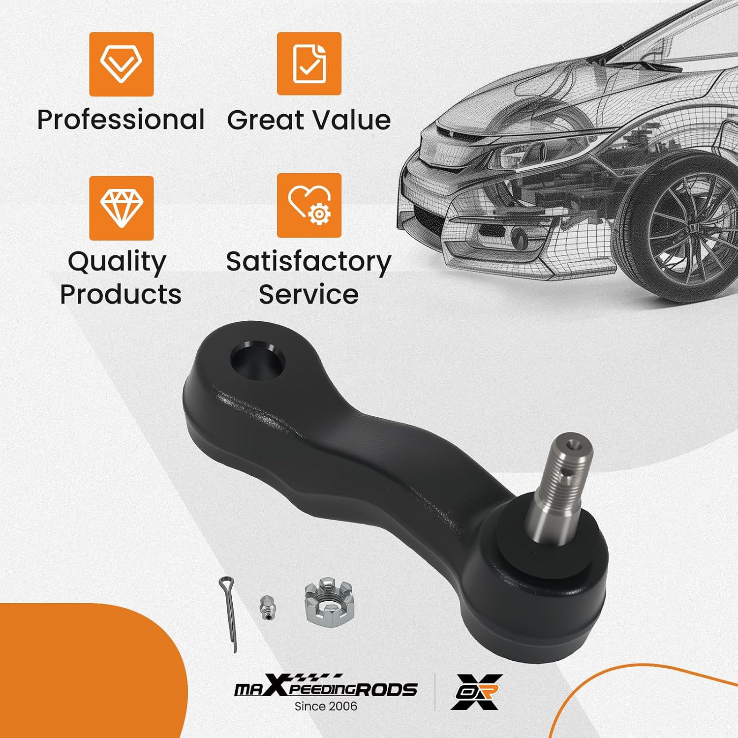 maXpeedingrods K6534 Front Idler Arm for Chevy Silverado Suburban Avalanche 1500 Tahoe Express GMC Sierra 1500 Yukon Savana Cadillac Escalade 1999-2019, Steering Idler Arm Assembly Replacement
