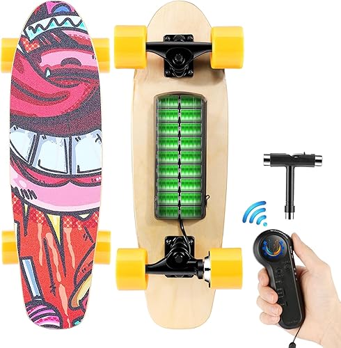WOOKRAYS Monopatín eléctrico con control remoto inalámbrico 350 W máximo 124 MPH 7 capas de arce ajuste de 3 velocidades para adultos adolescentes y